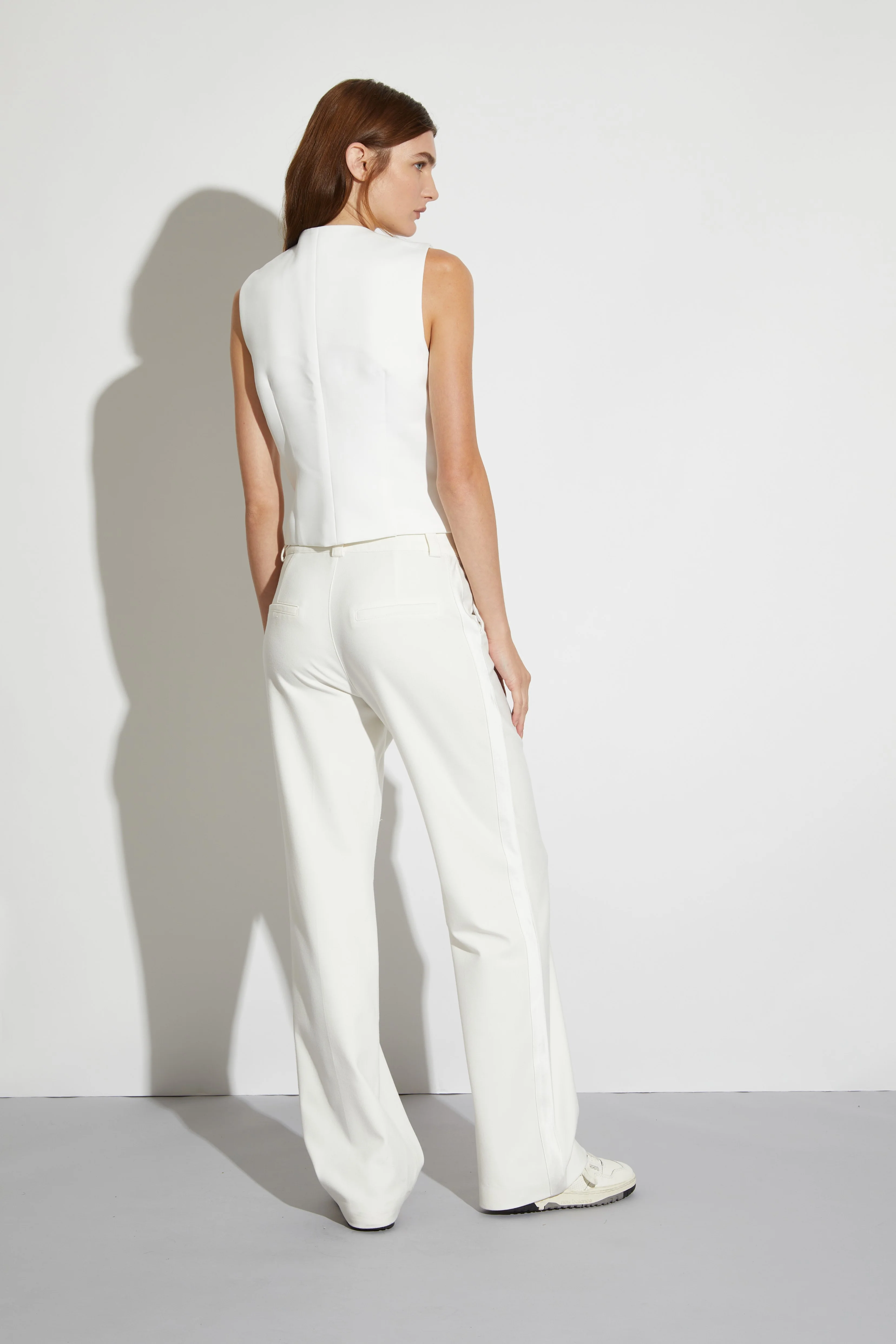 Cait Mid-Rise Straight Leg Tuxedo Pant, White 3 Cait Mid-Rise Straight Leg Tuxedo Pant, White