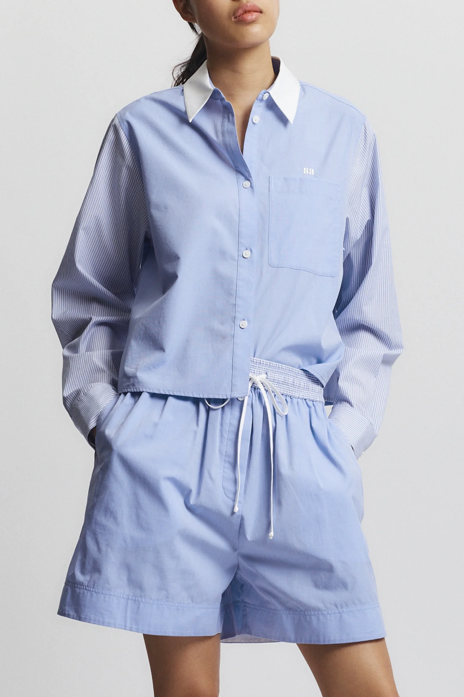 Dalton Blouse, Blue Mixed Shirting 4 Dalton Blouse, Blue Mixed Shirting