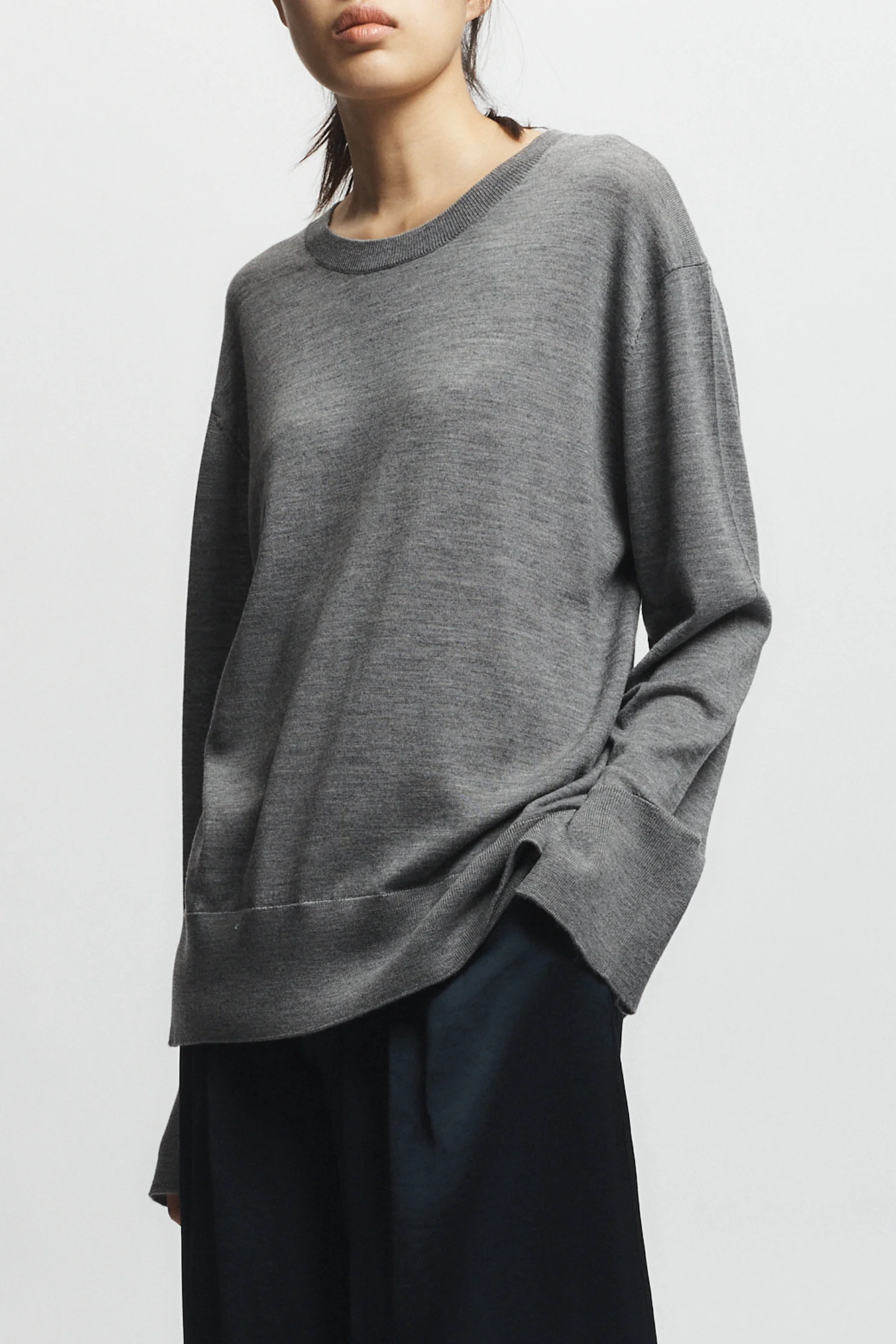 Dean Oversized Merino Wool Sweater, Grey