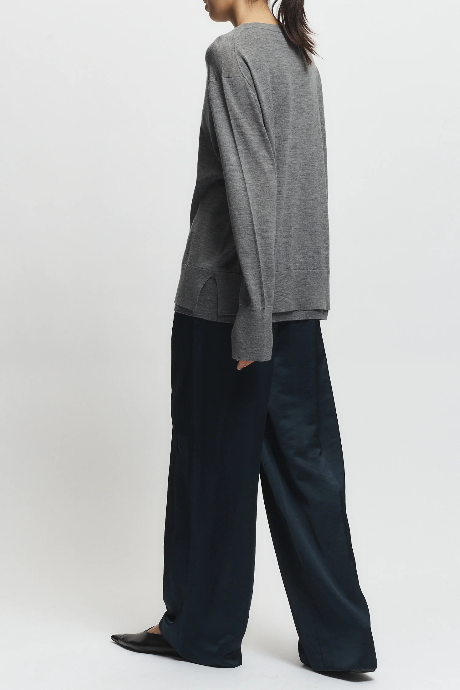 Dean Oversized Merino Wool Sweater, Grey
