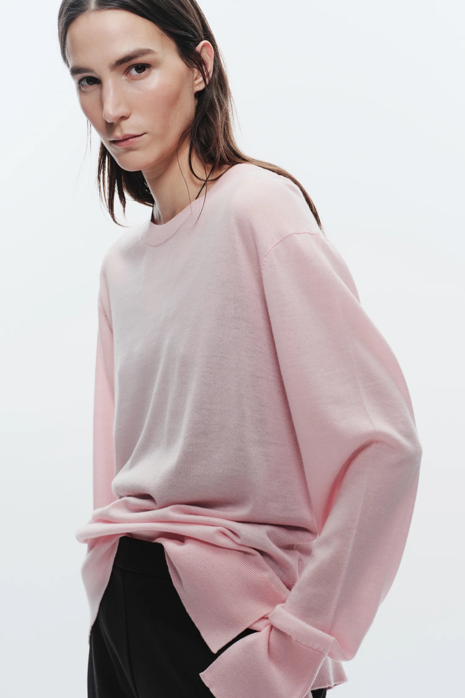 Dean Oversized Merino Wool Sweater, Petal