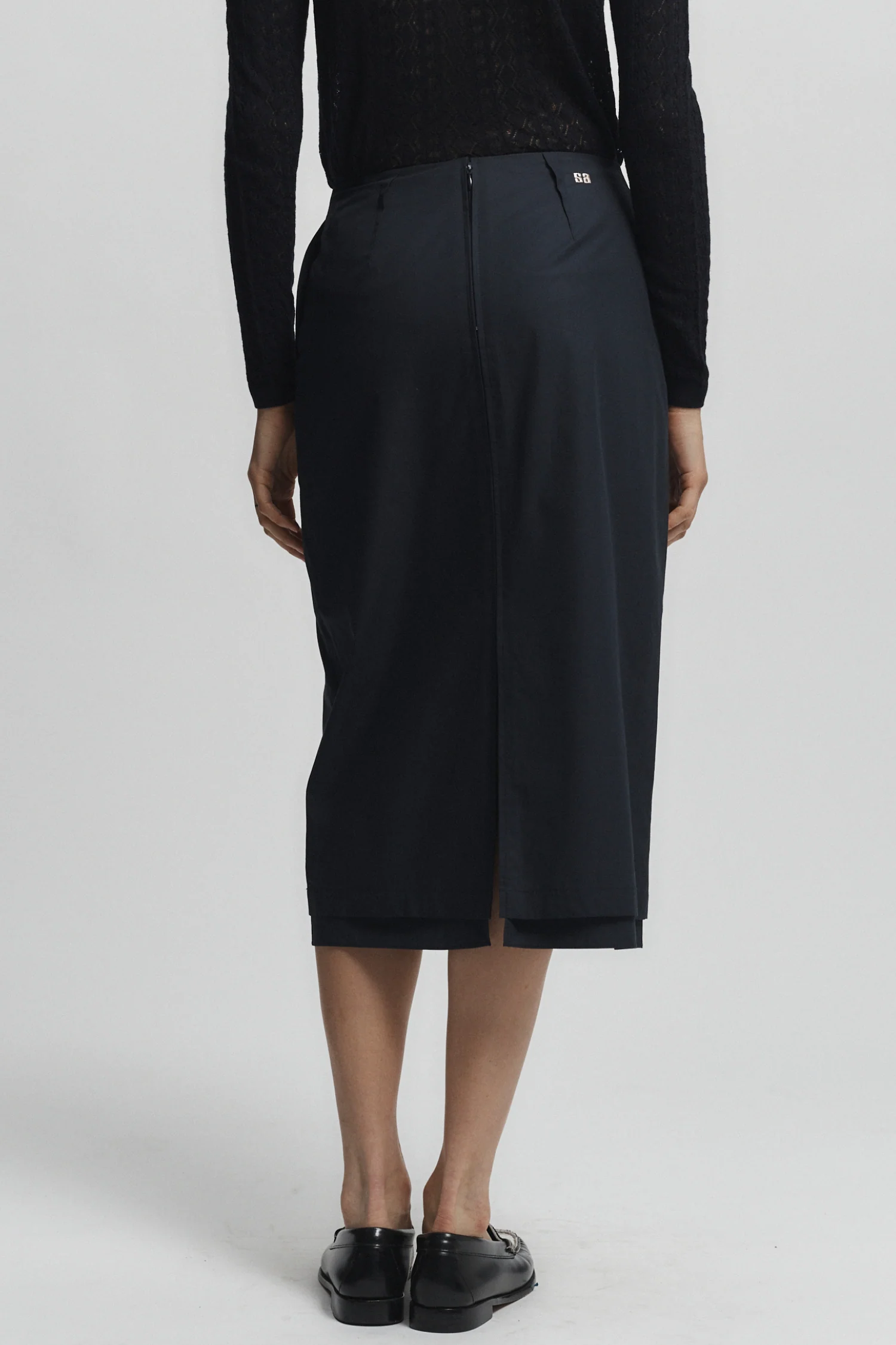 Dutton Poplin Midi Skirt, Navy 4 Dutton Poplin Midi Skirt, Navy
