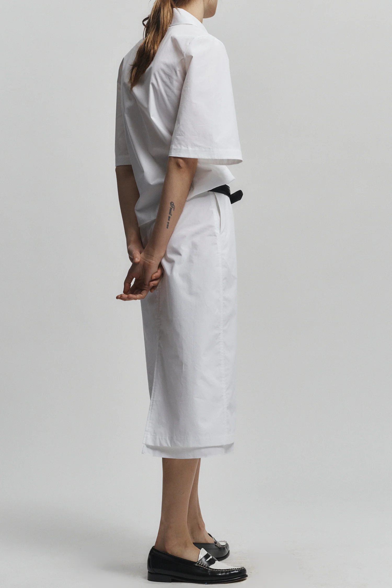 Dutton Poplin Midi Skirt, White 3 Dutton Poplin Midi Skirt, White