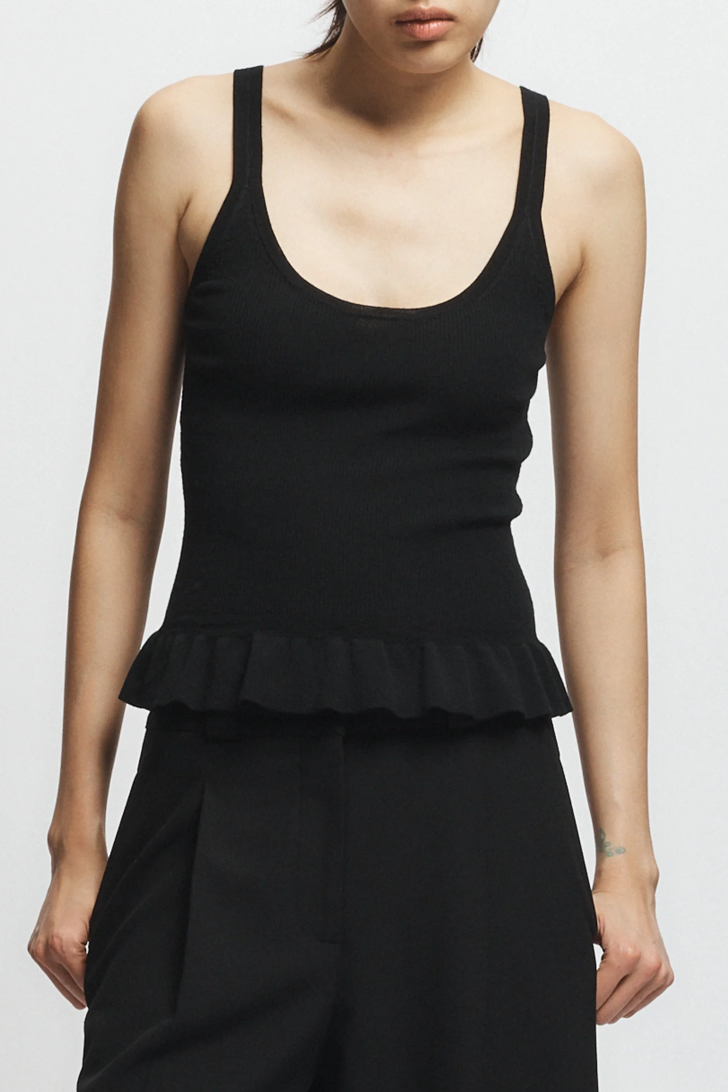Eden Ruffle Knit Tank, Black