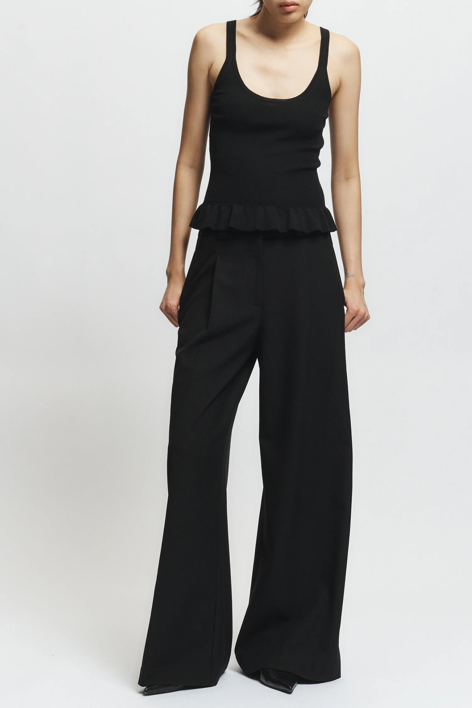 Eden Ruffle Knit Tank, Black 3 Eden Ruffle Knit Tank, Black