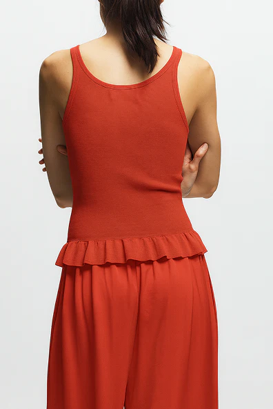 Eden Ruffle Knit Tank, Grenadine