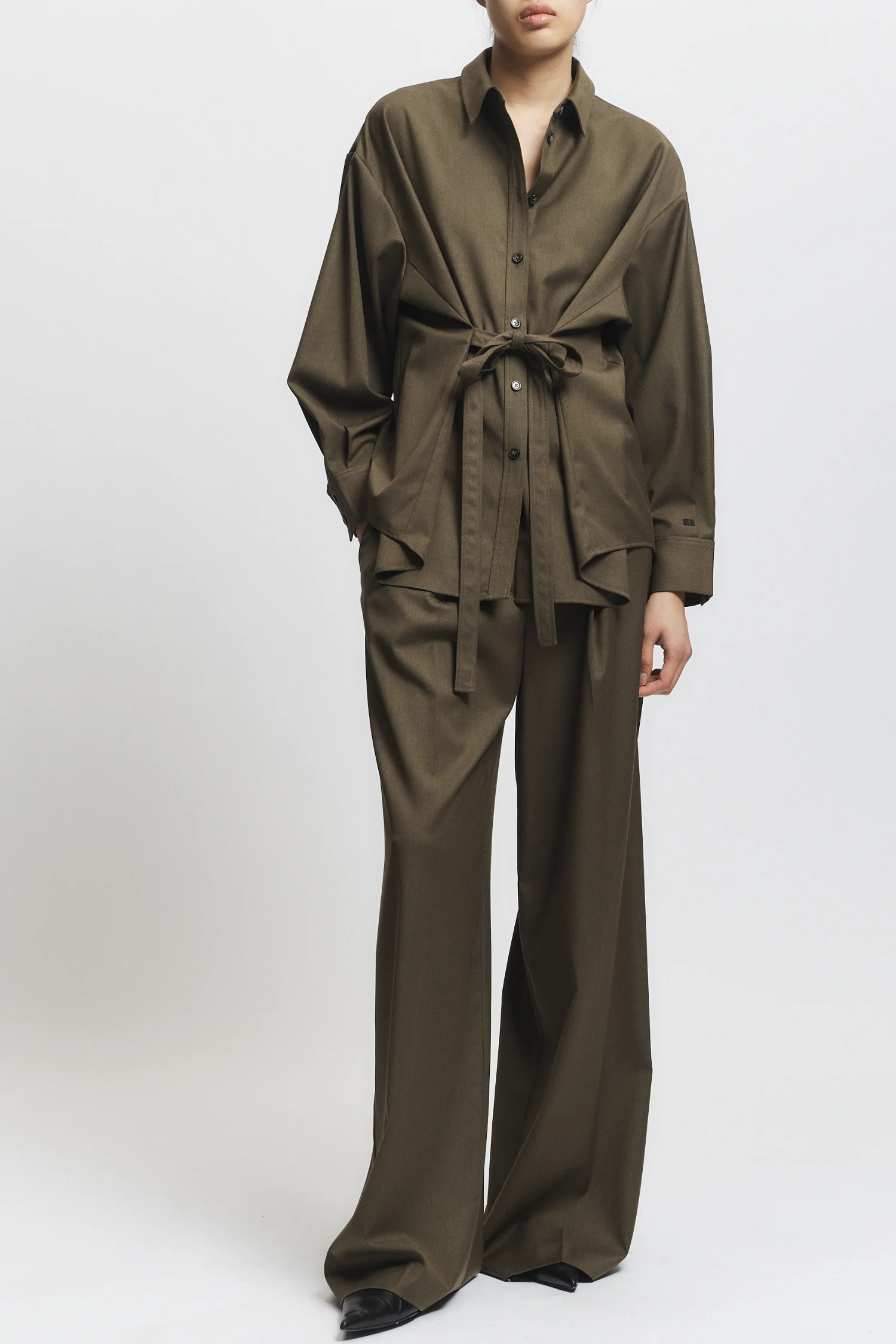 Eliam Wideleg Trouser, Olive