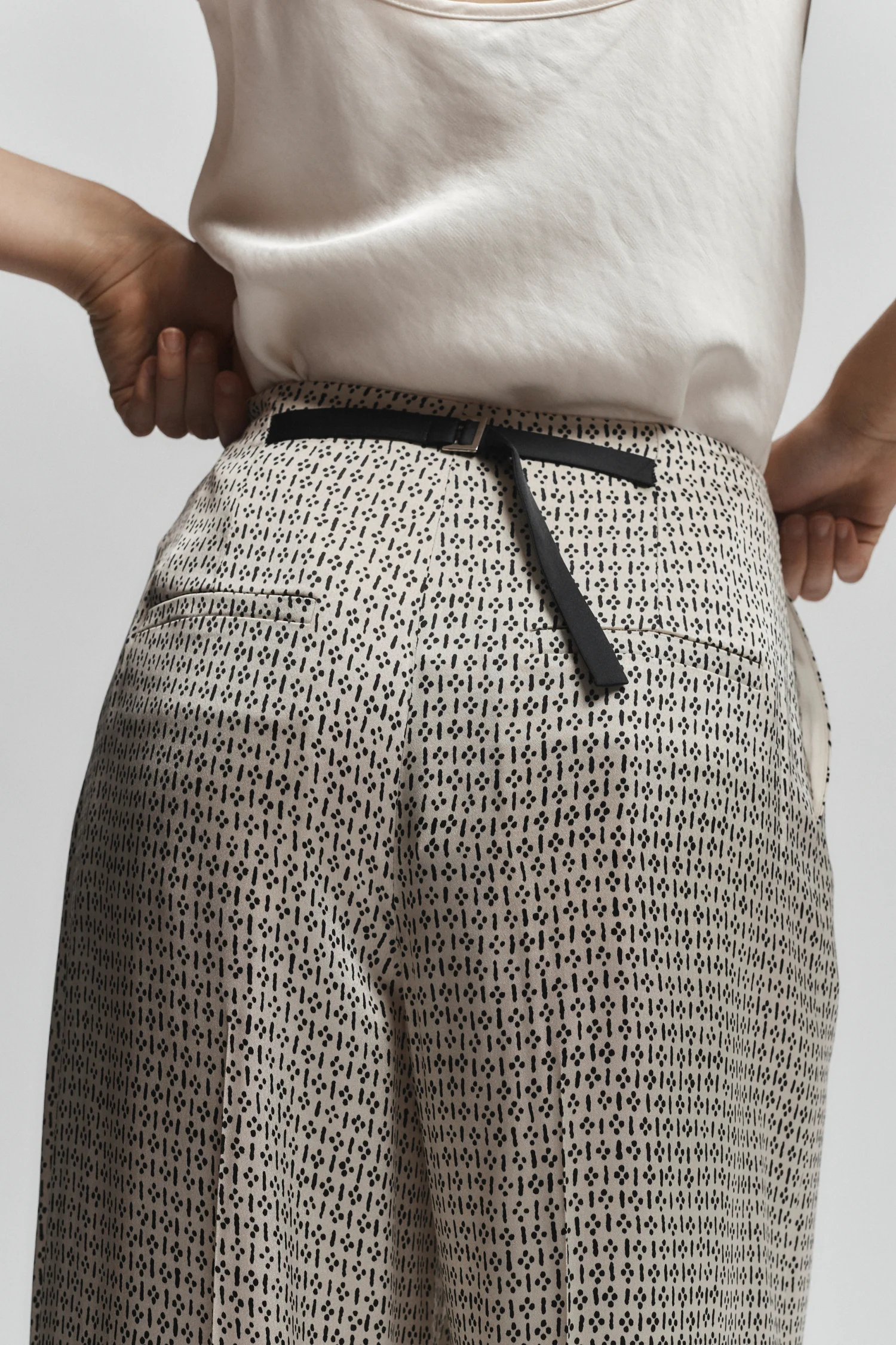 Ellis Printed Trouser, Ivory