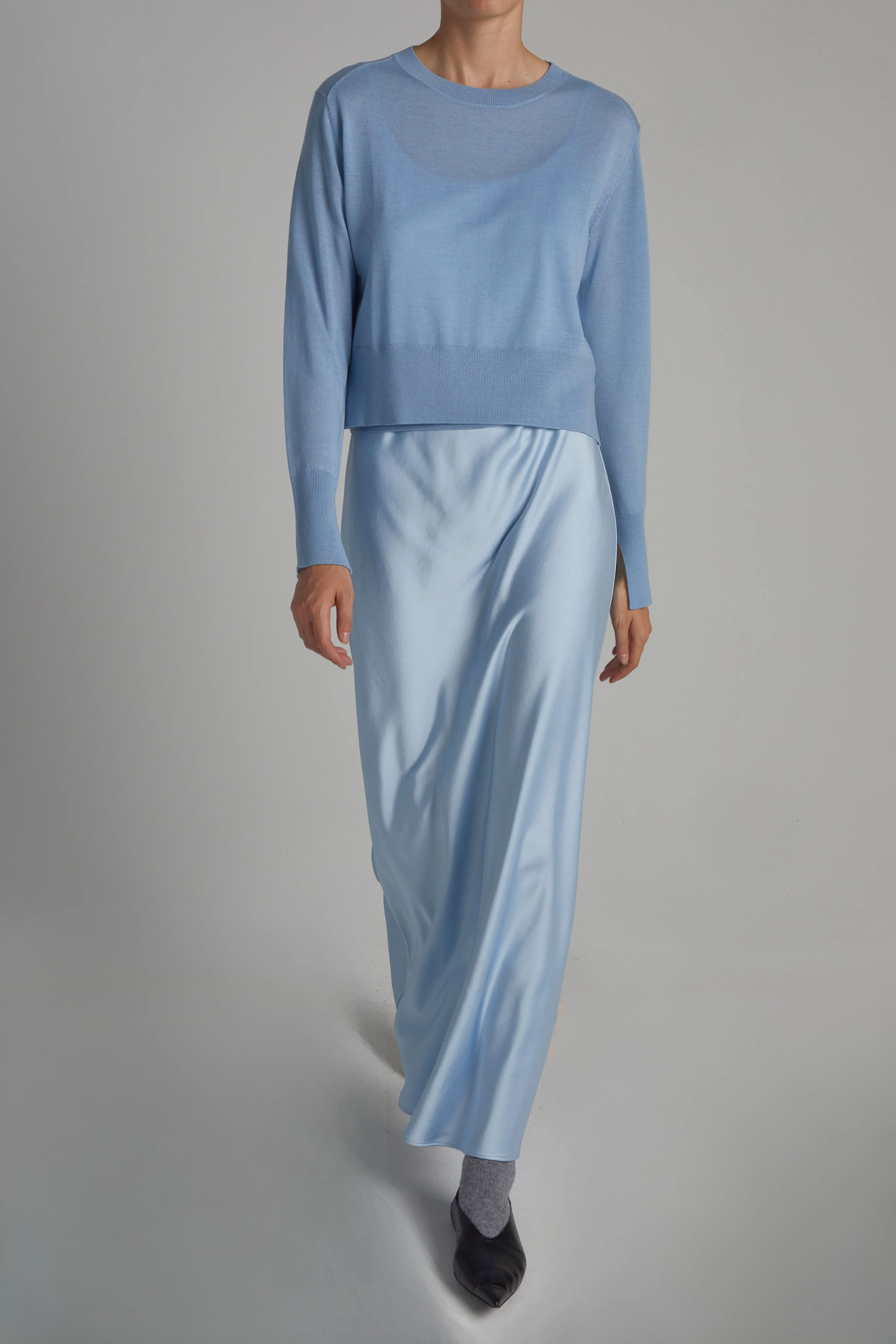 Elodie Layered Crewneck Knit, Baby Blue 3 Elodie Layered Crewneck Knit, Baby Blue