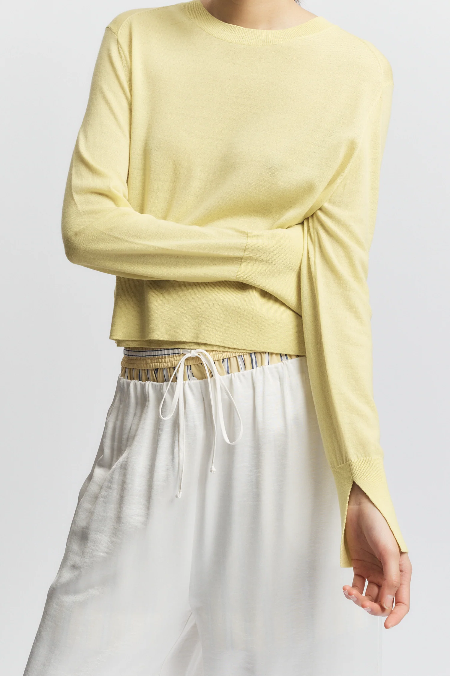 Elodie Layered Crewneck Knit, Canary Yellow 3 Elodie Layered Crewneck Knit, Canary Yellow