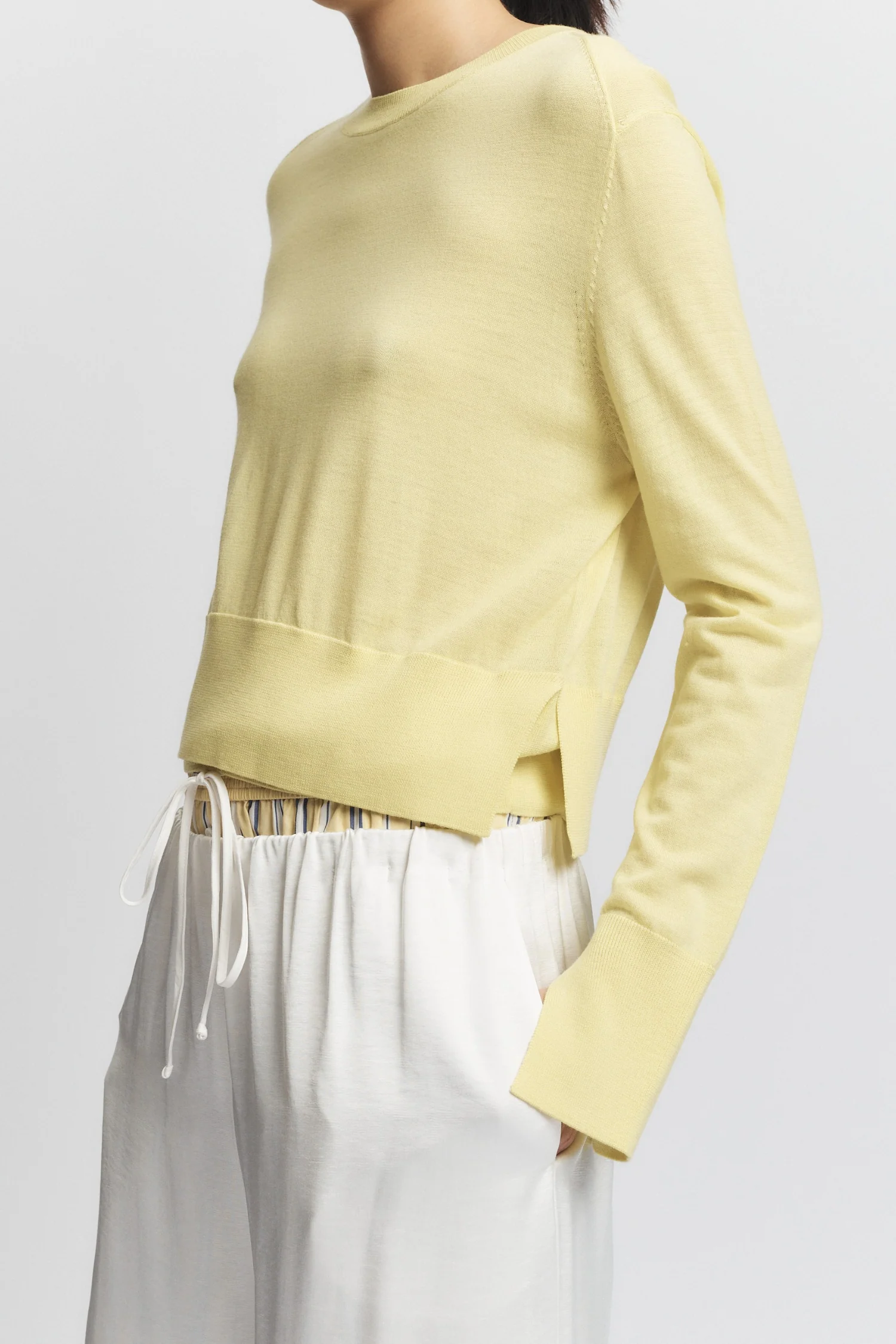 Elodie Layered Crewneck Knit, Canary Yellow 4 Elodie Layered Crewneck Knit, Canary Yellow
