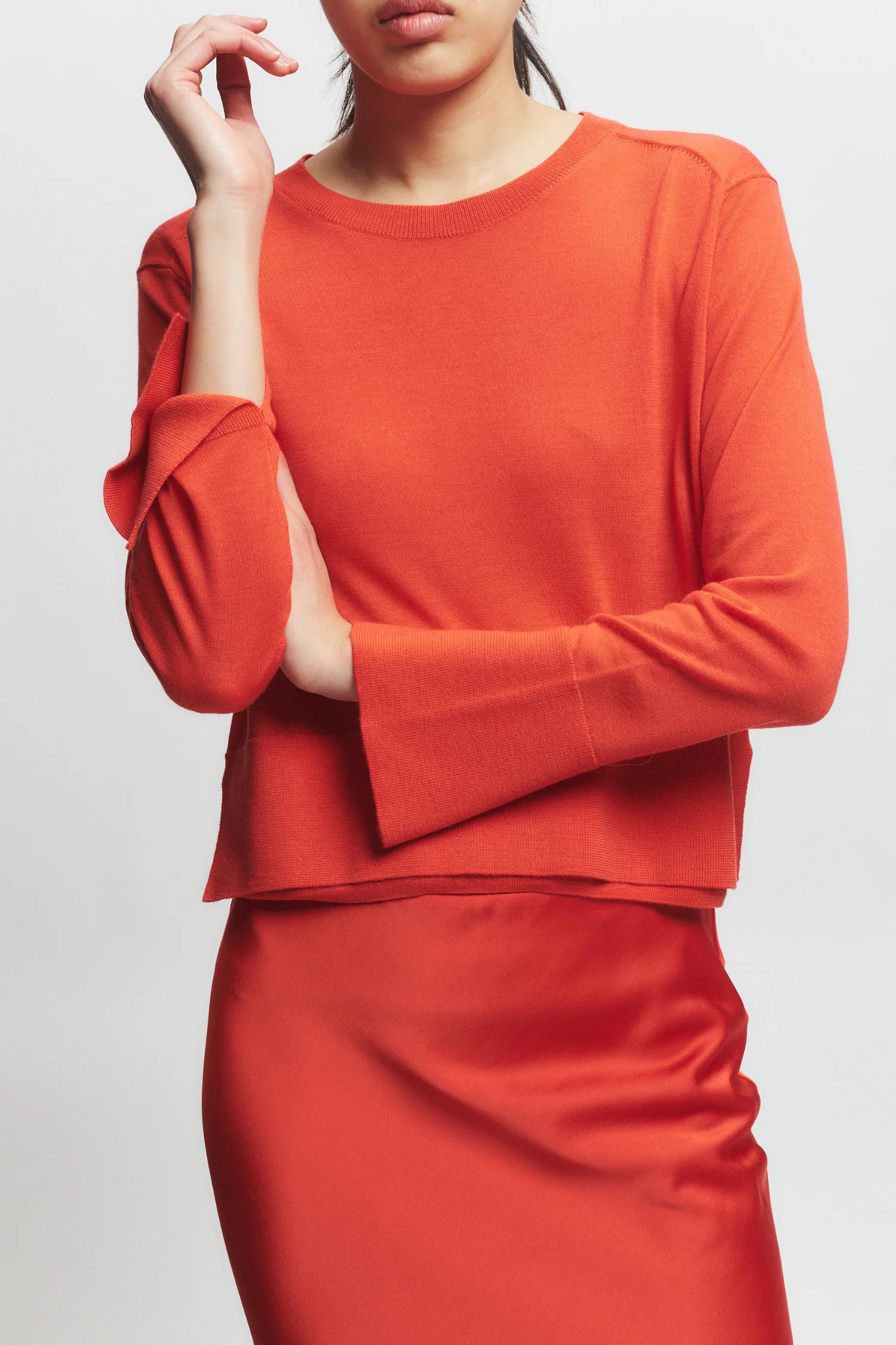 Elodie Layered Crewneck Knit, Grenadine