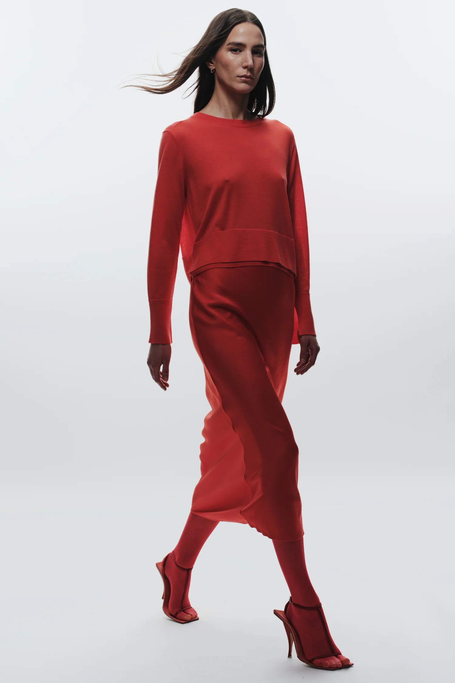 Elodie Layered Crewneck Knit, Grenadine 3 Elodie Layered Crewneck Knit, Grenadine