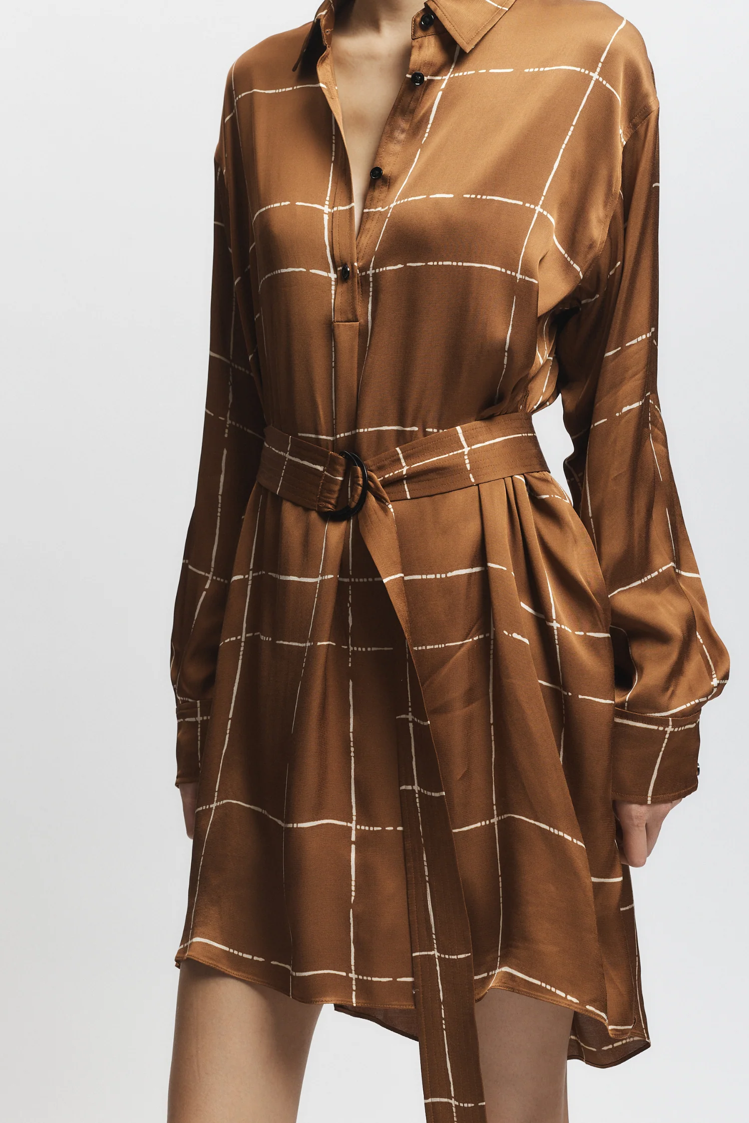 Enzo Belted Shirt Dress, Ginger