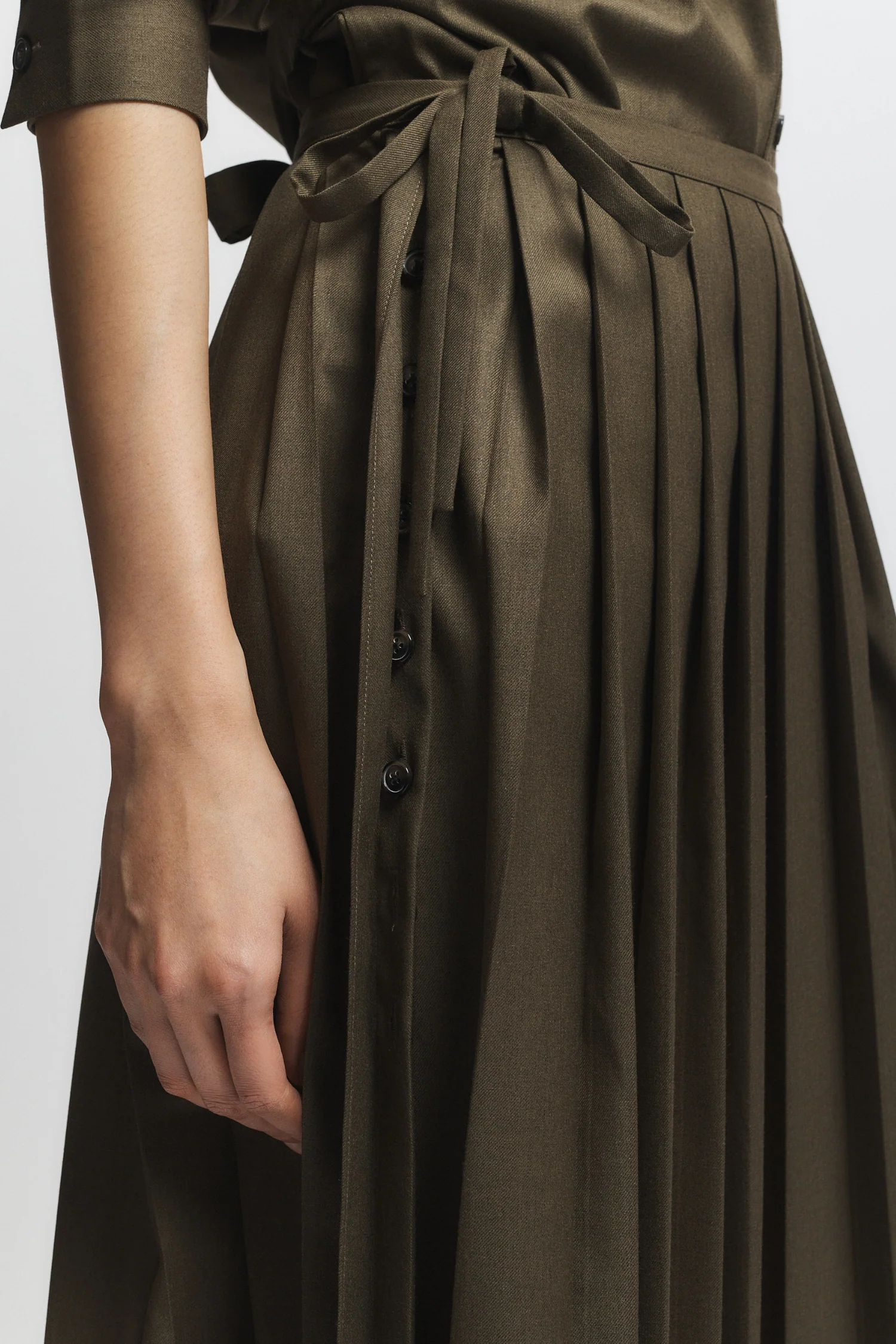 Fabian Pleated Skirt, Olive