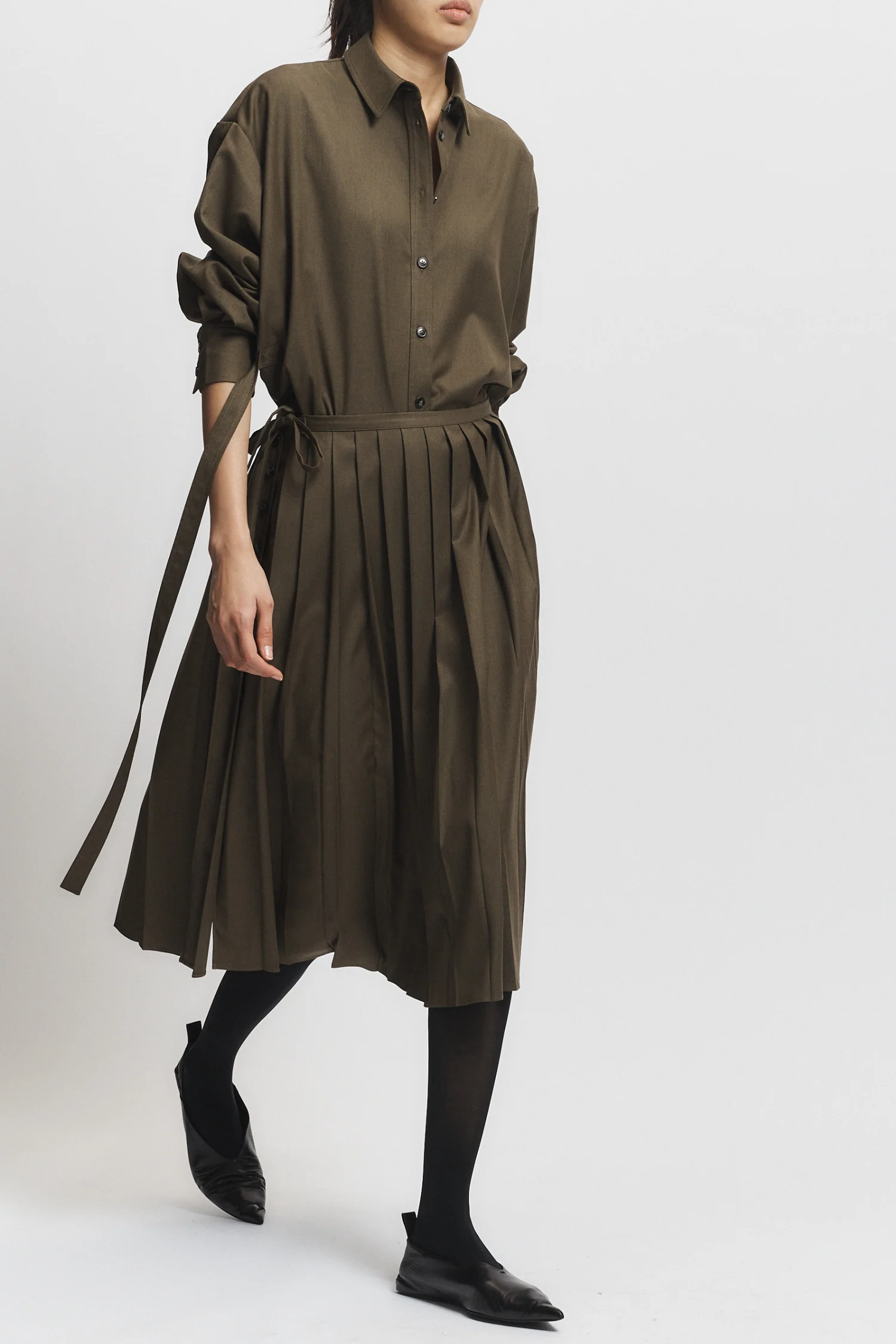 Fabian Pleated Skirt, Olive