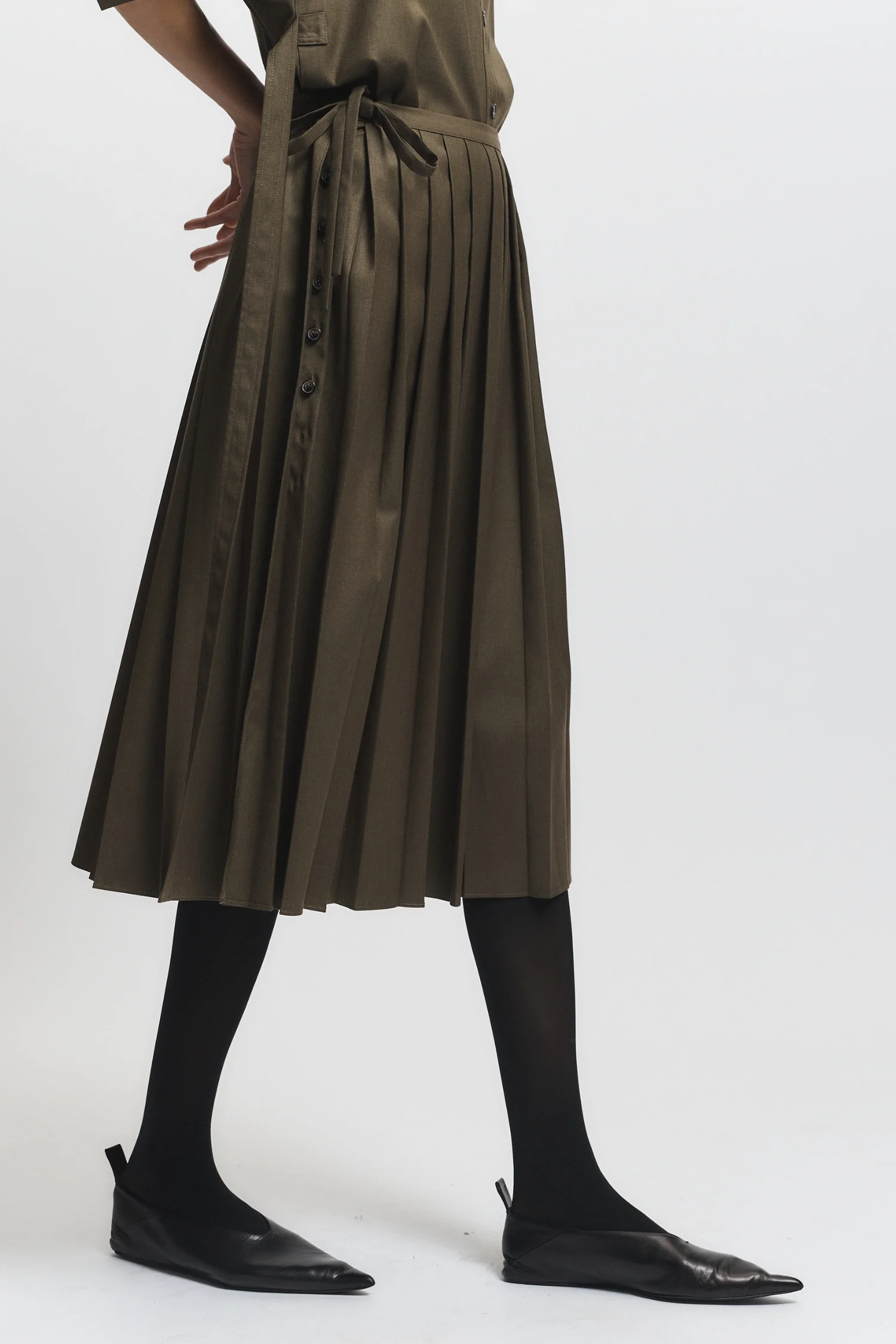 Fabian Pleated Skirt, Olive 5 Fabian Pleated Skirt, Olive