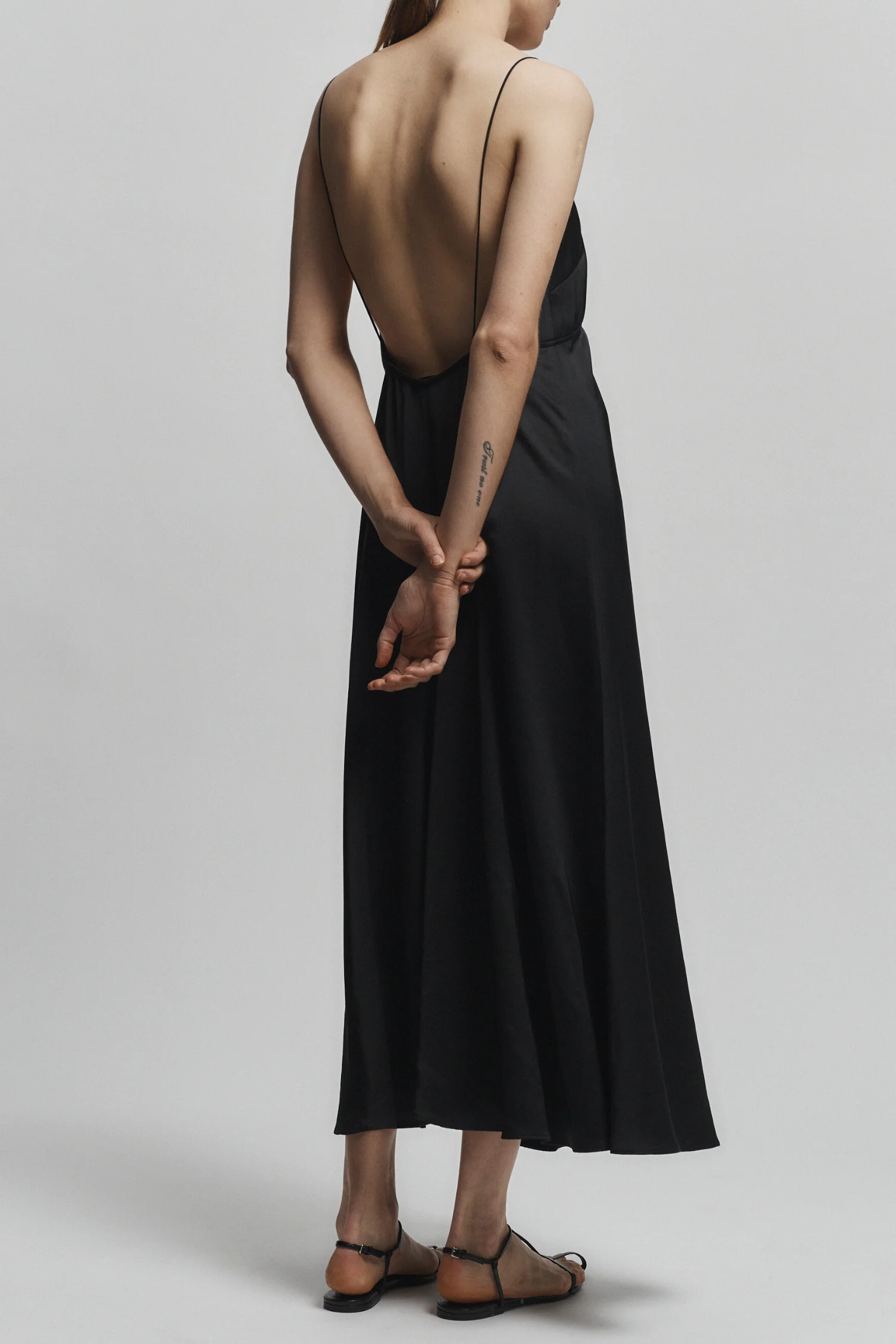 Fallon Open Back Slip Dress, Black 4 Fallon Open Back Slip Dress, Black