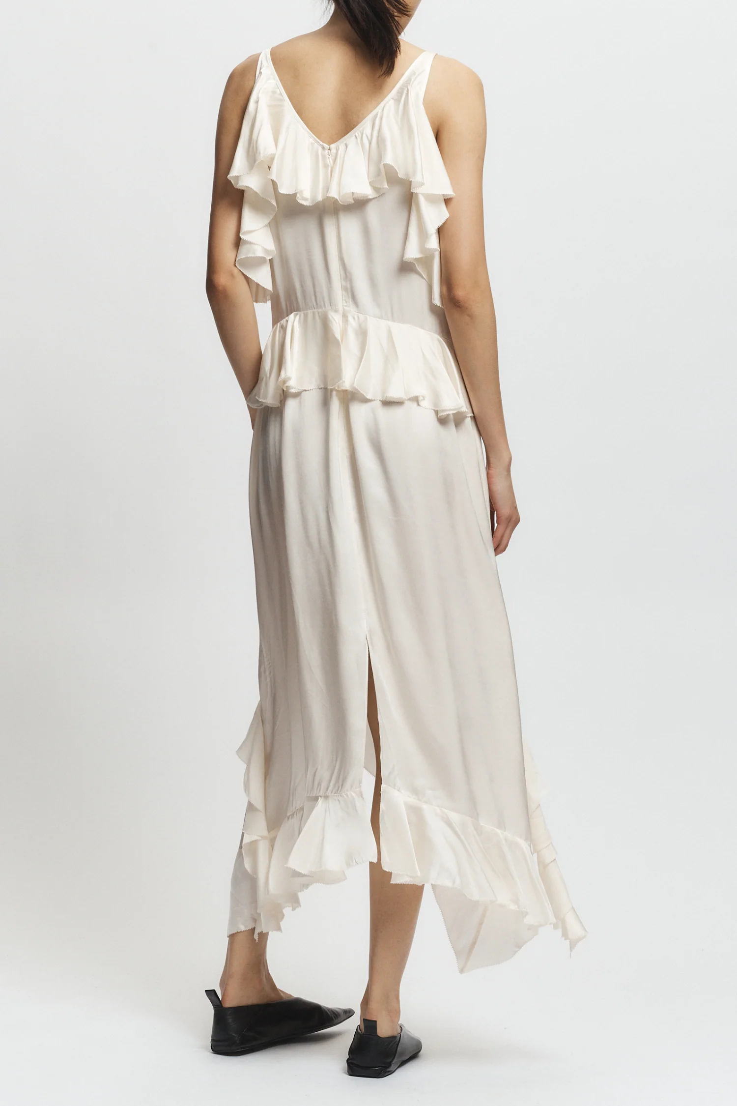 Gavin Ruffled Viscose Dress, Ivory