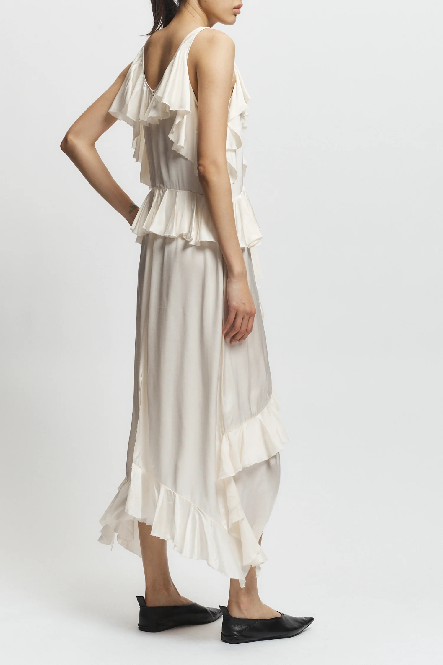 Gavin Ruffled Viscose Dress, Ivory 4 Gavin Ruffled Viscose Dress, Ivory