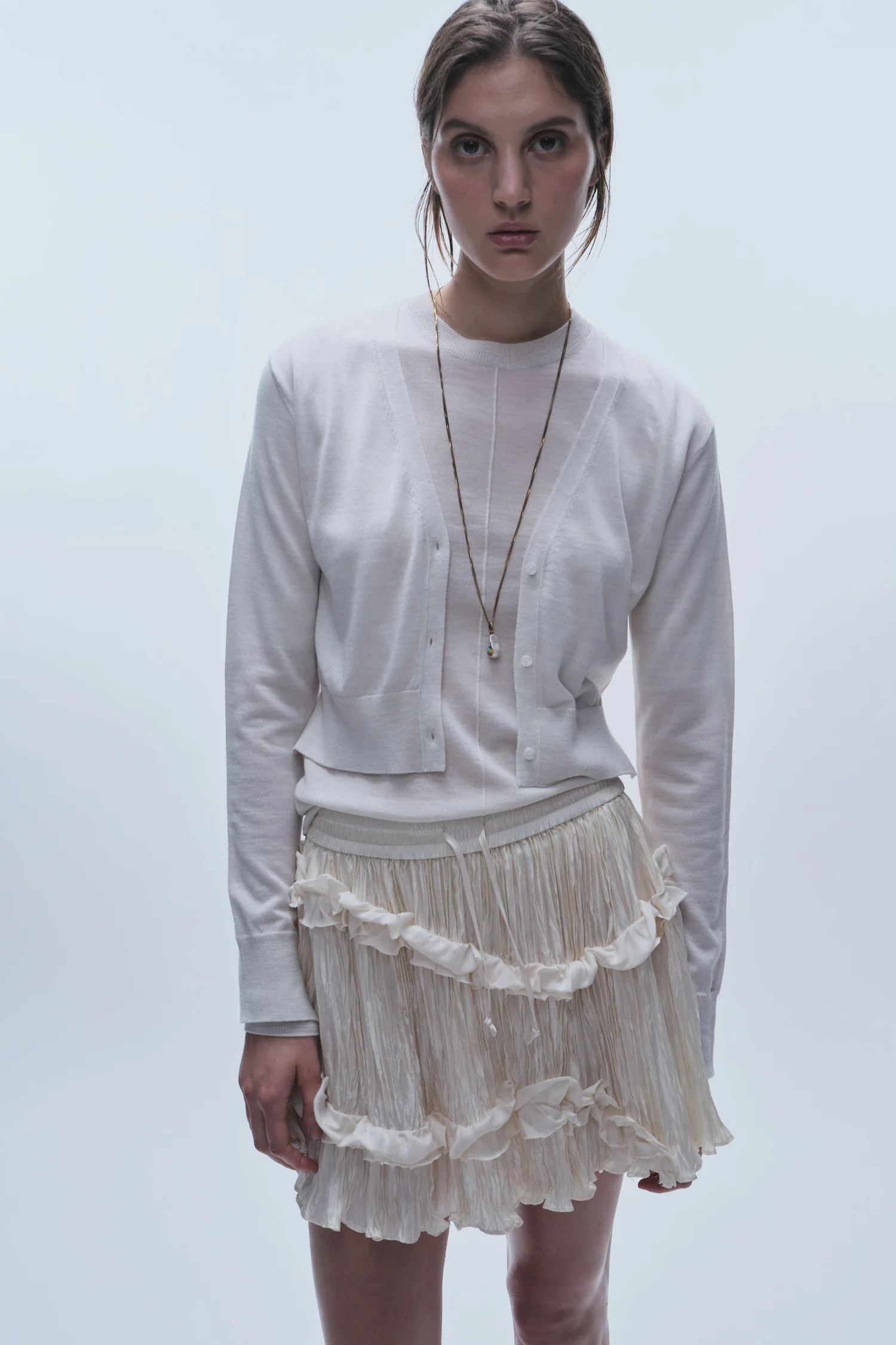 Grace Ruched Mini Skirt, Ivory