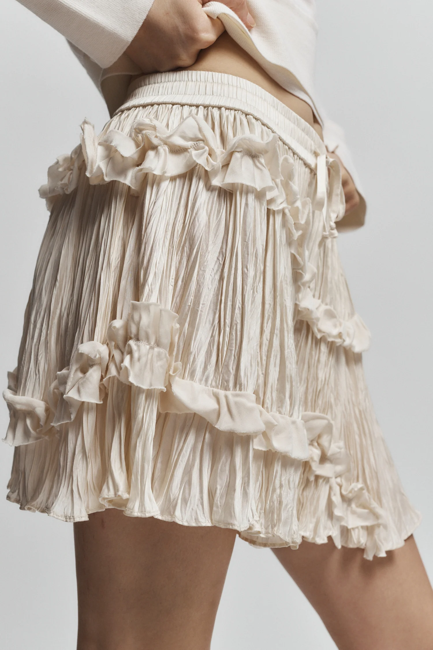 Grace Ruched Mini Skirt, Ivory