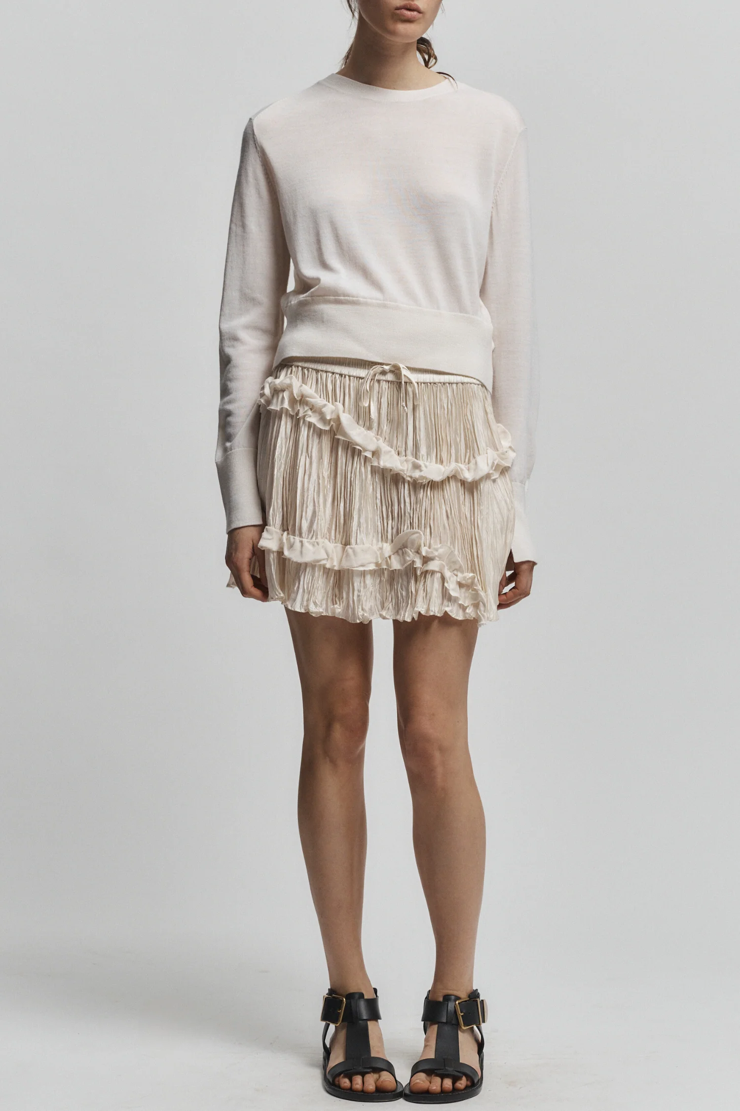 Grace Ruched Mini Skirt, Ivory 3 Grace Ruched Mini Skirt, Ivory