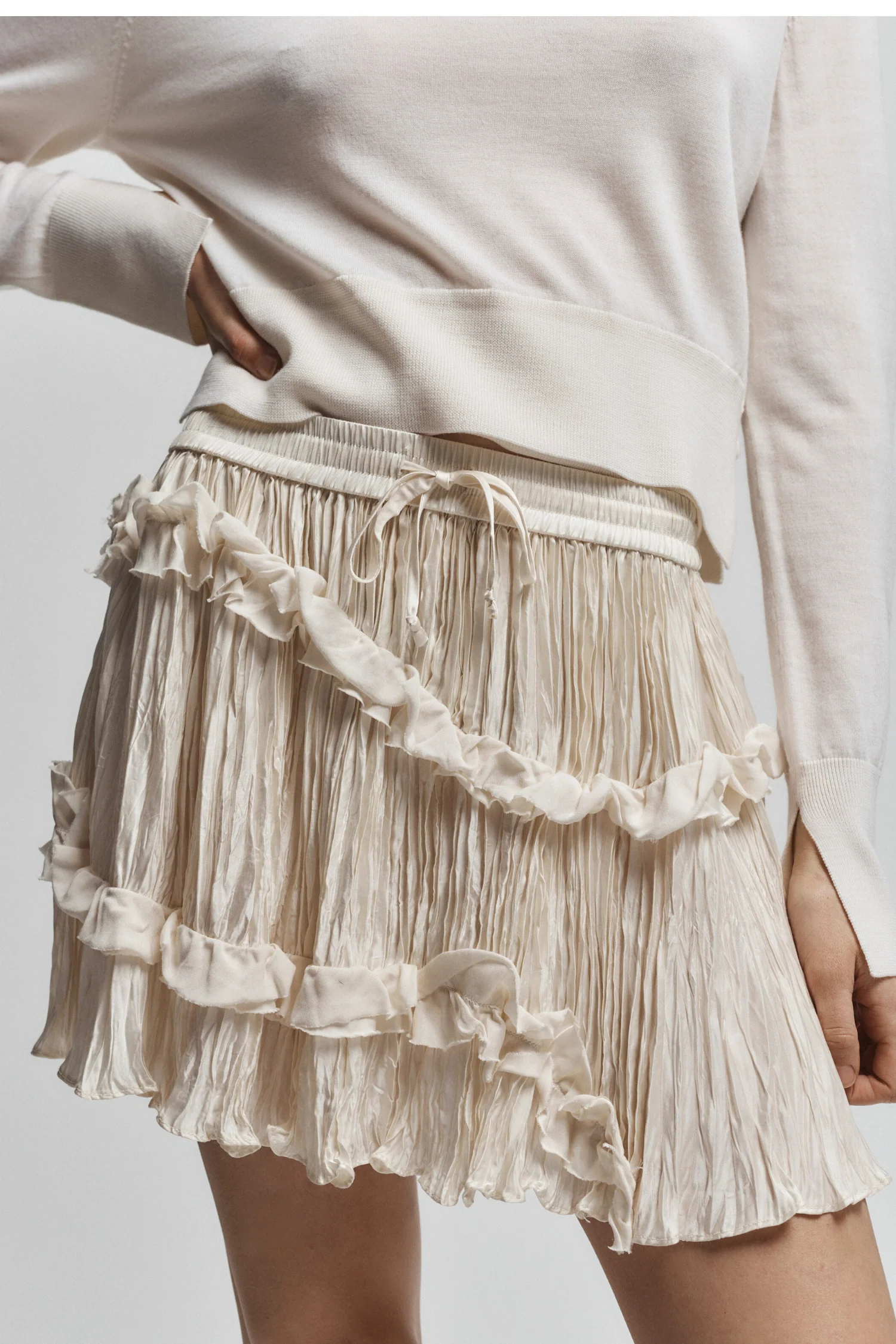 Grace Ruched Mini Skirt, Ivory 4 Grace Ruched Mini Skirt, Ivory