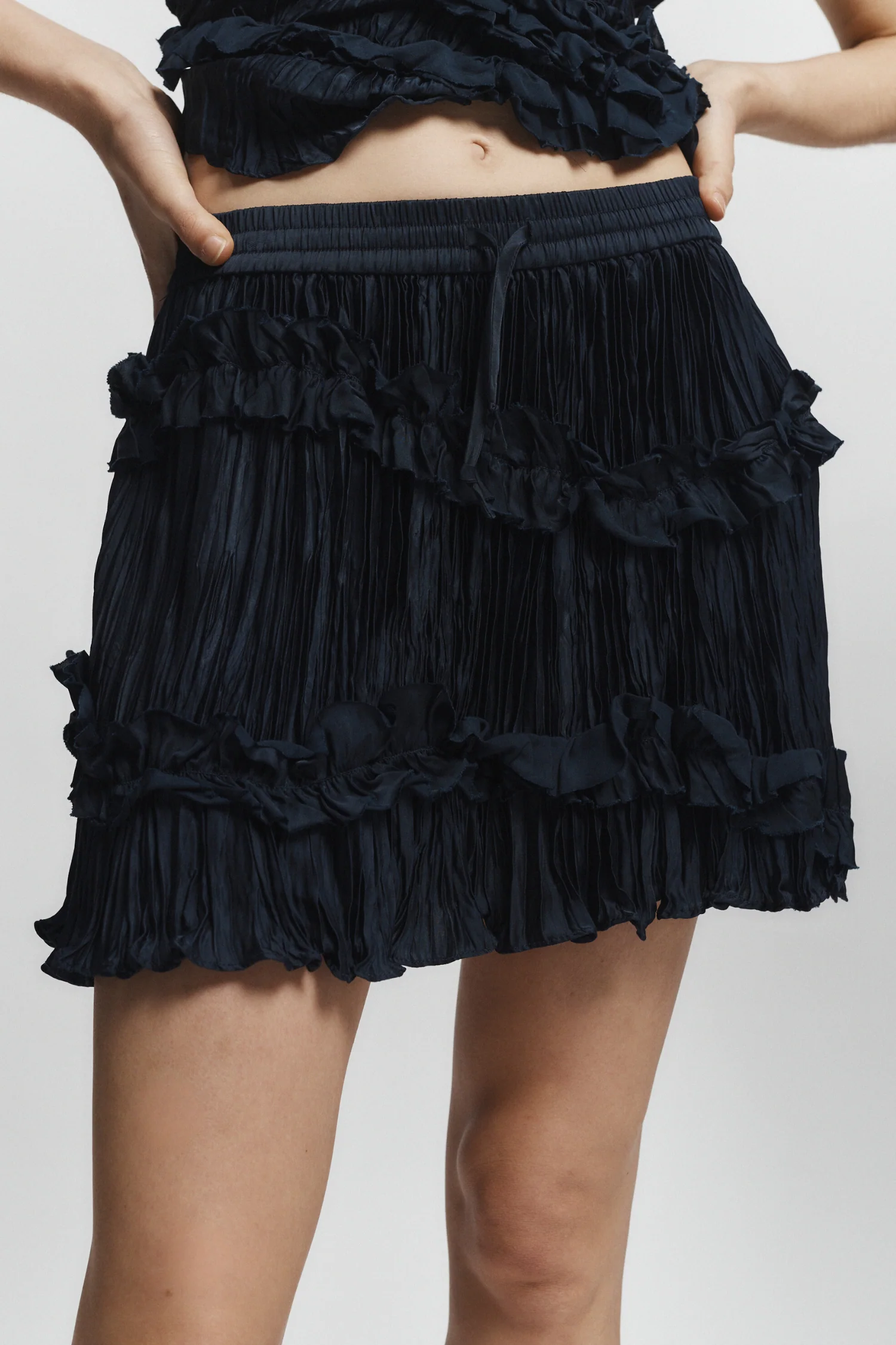 Grace Ruched Mini Skirt, Navy
