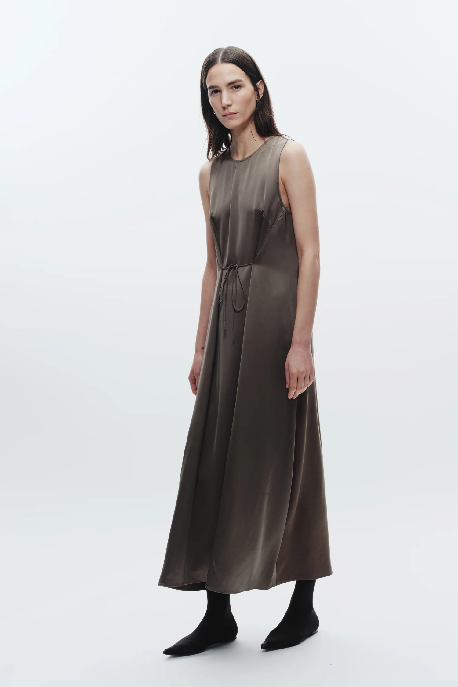 Grant Charmeuse Maxi Dress, Dusty Olive