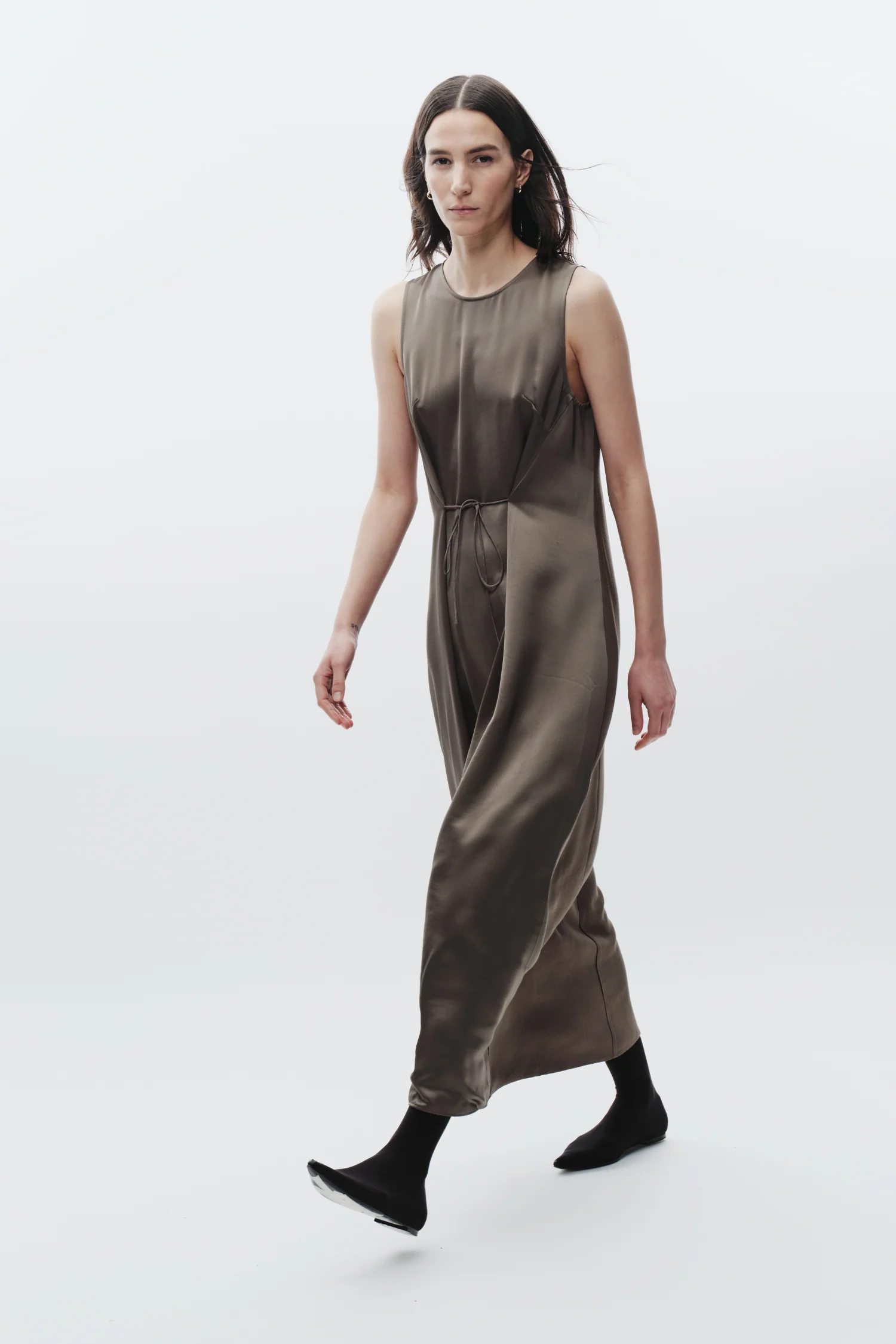 Grant Charmeuse Maxi Dress, Dusty Olive