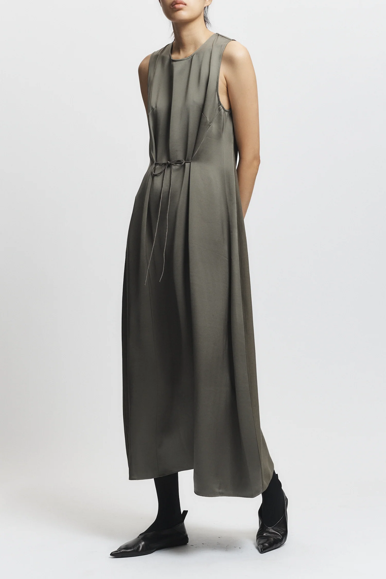 Grant Charmeuse Maxi Dress, Dusty Olive