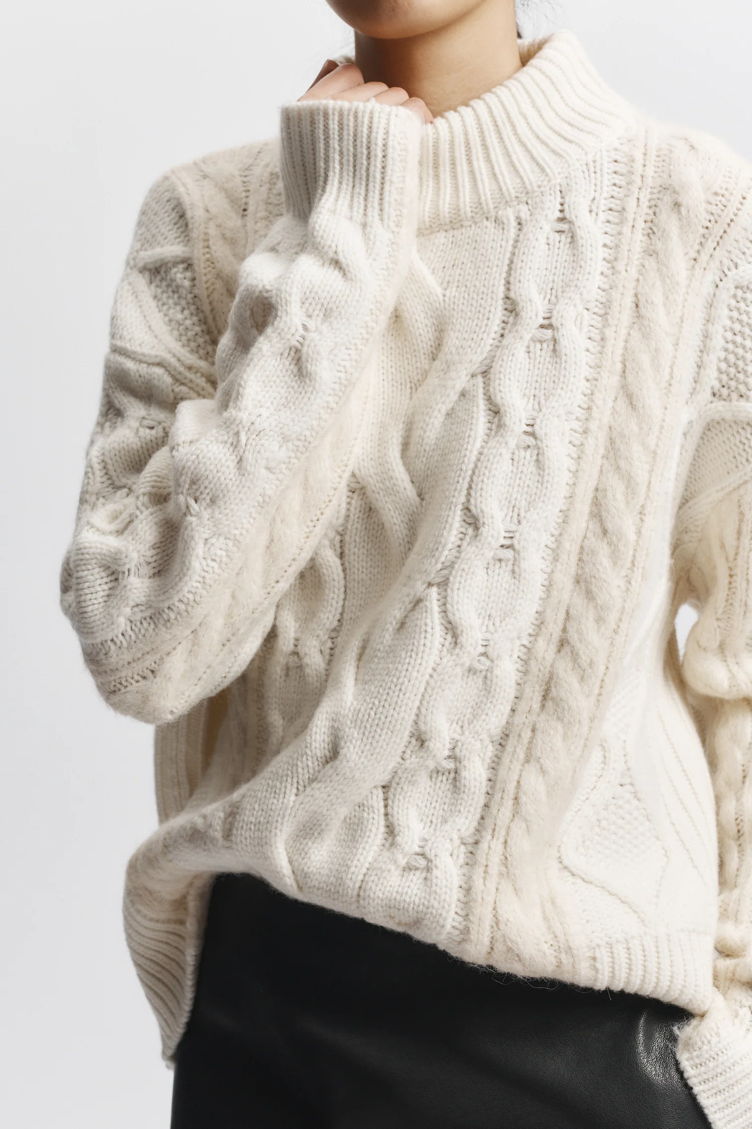 Greyson Cable Sweater, Cream 4 Greyson Cable Sweater, Cream