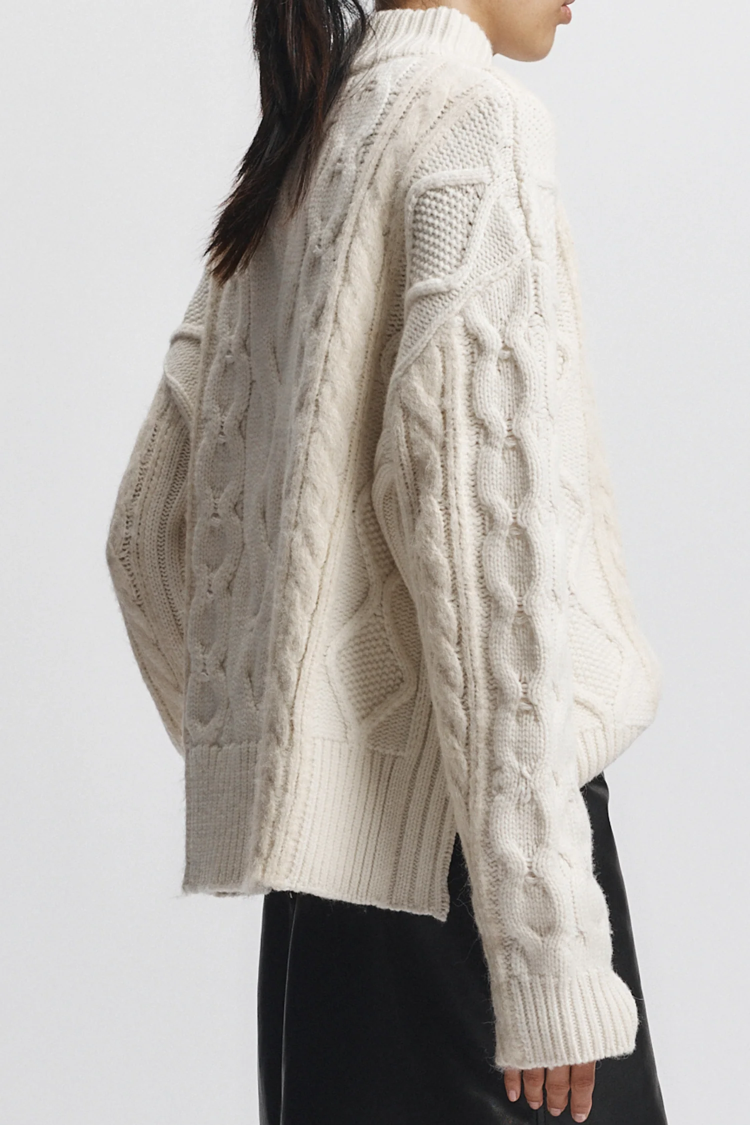 Greyson Cable Sweater, Cream 5 Greyson Cable Sweater, Cream