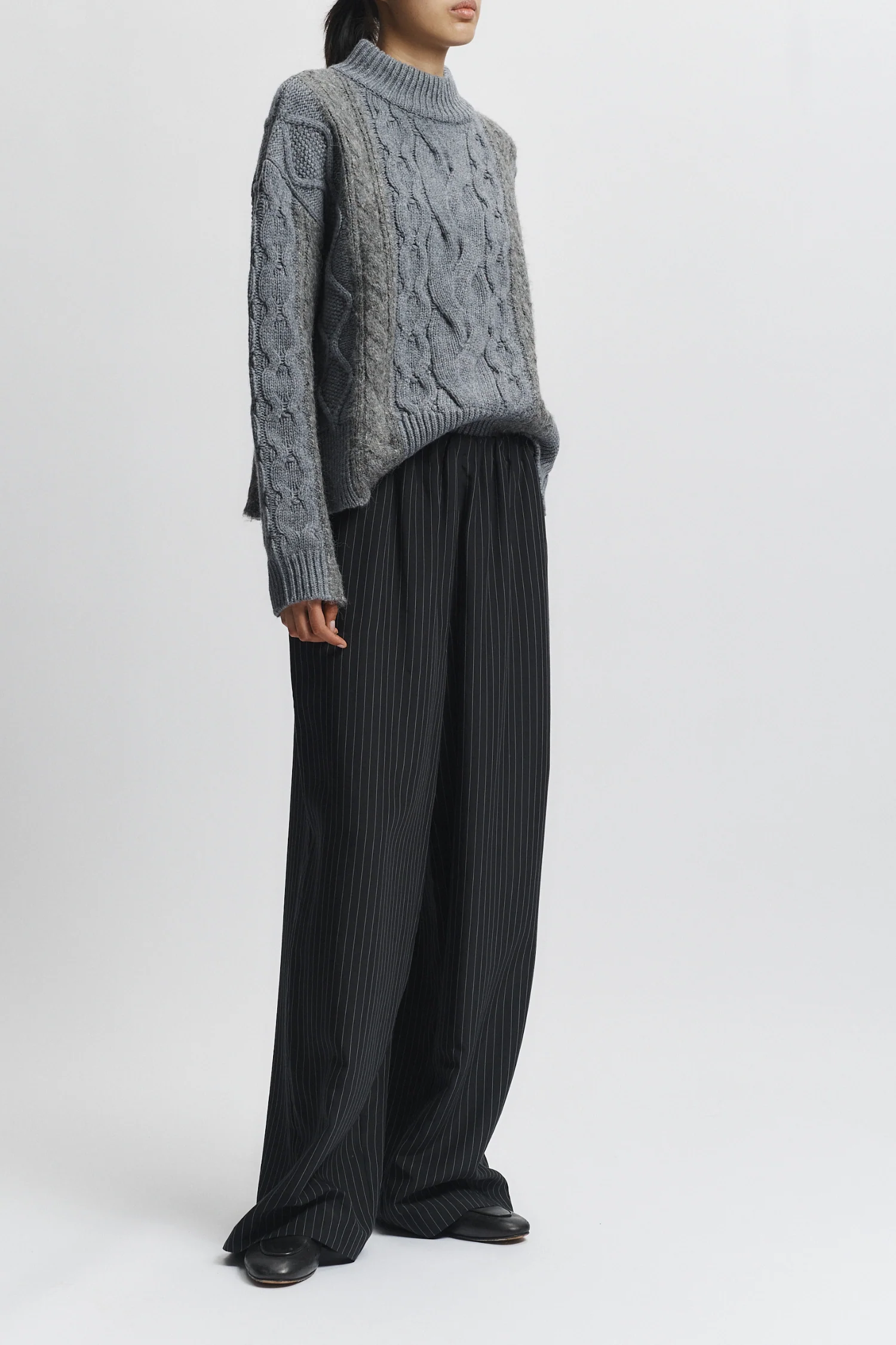 Greyson Cable Sweater, Medium Grey Heather