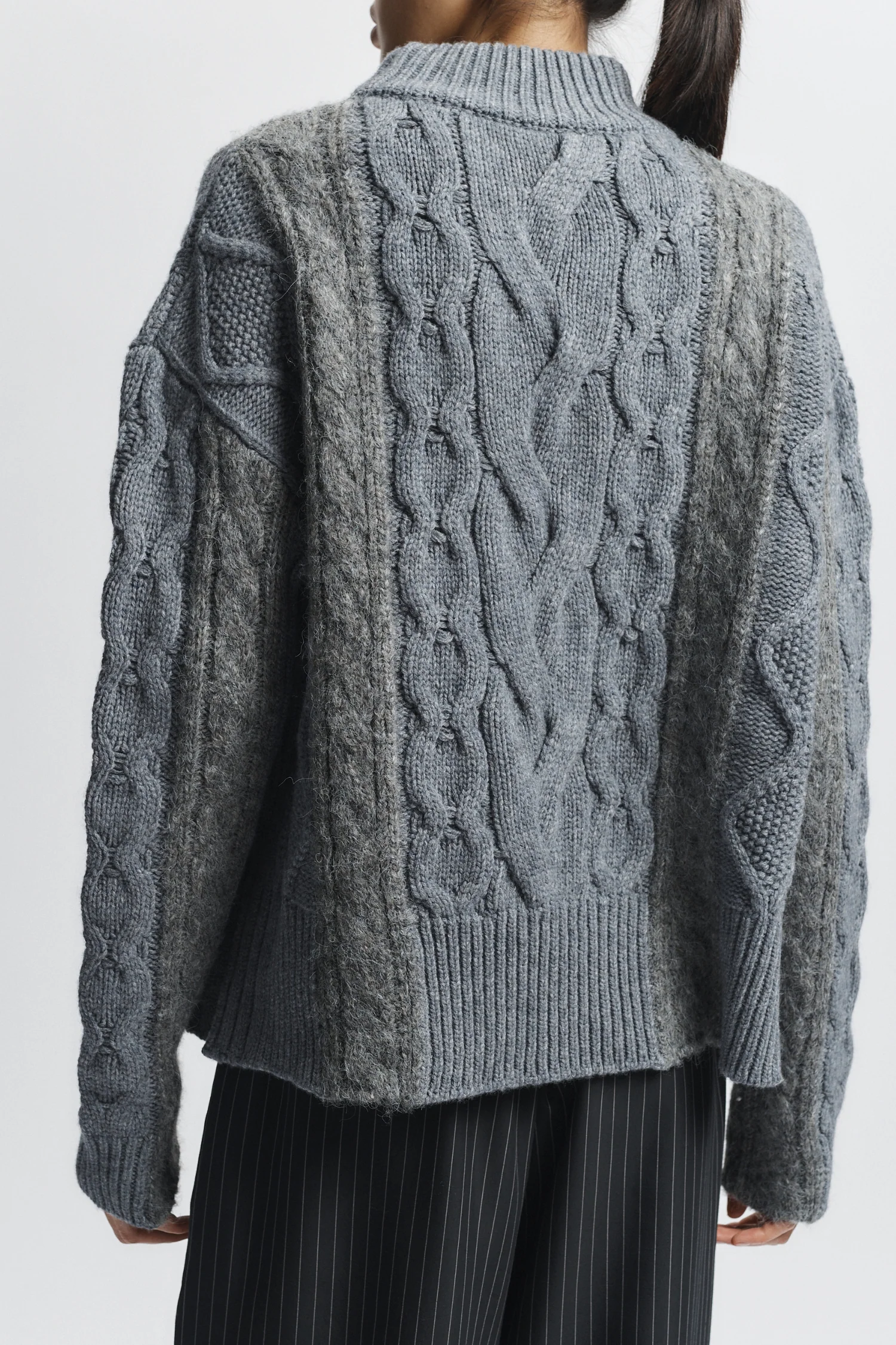 Greyson Cable Sweater, Medium Grey Heather