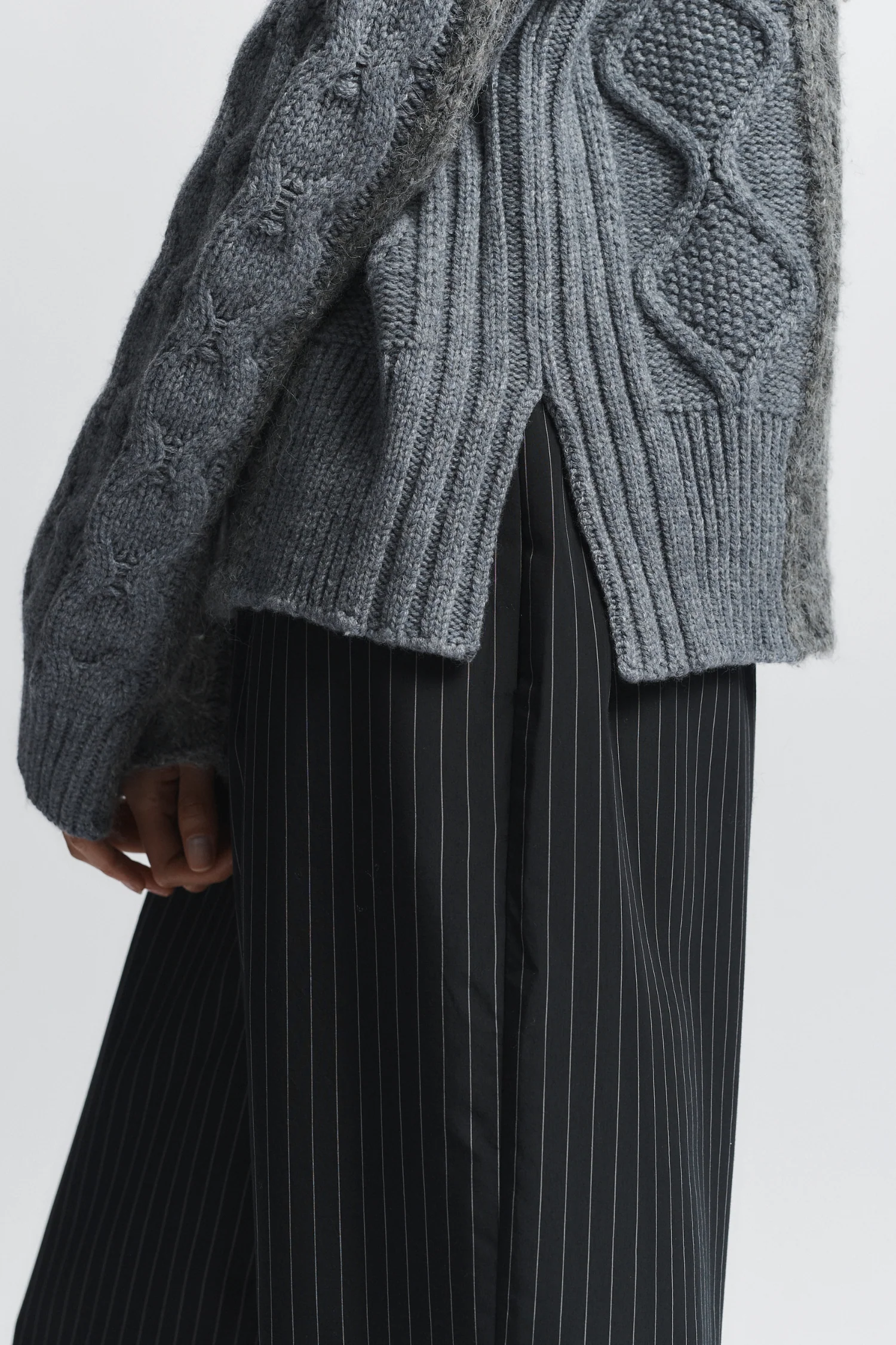 Greyson Cable Sweater, Medium Grey Heather 3 Greyson Cable Sweater, Medium Grey Heather