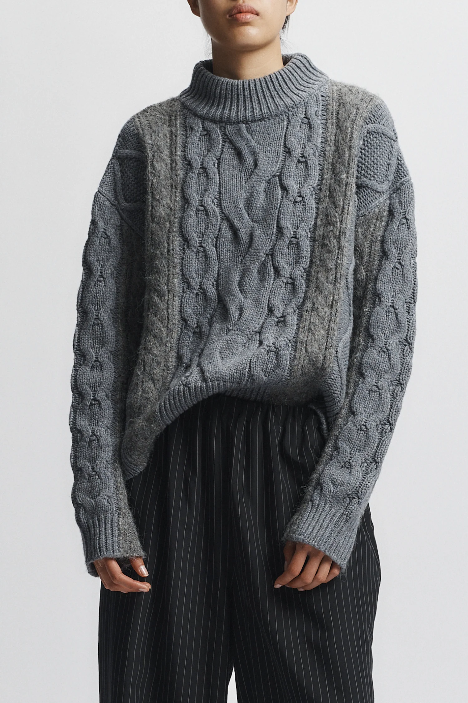 Greyson Cable Sweater, Medium Grey Heather 4 Greyson Cable Sweater, Medium Grey Heather