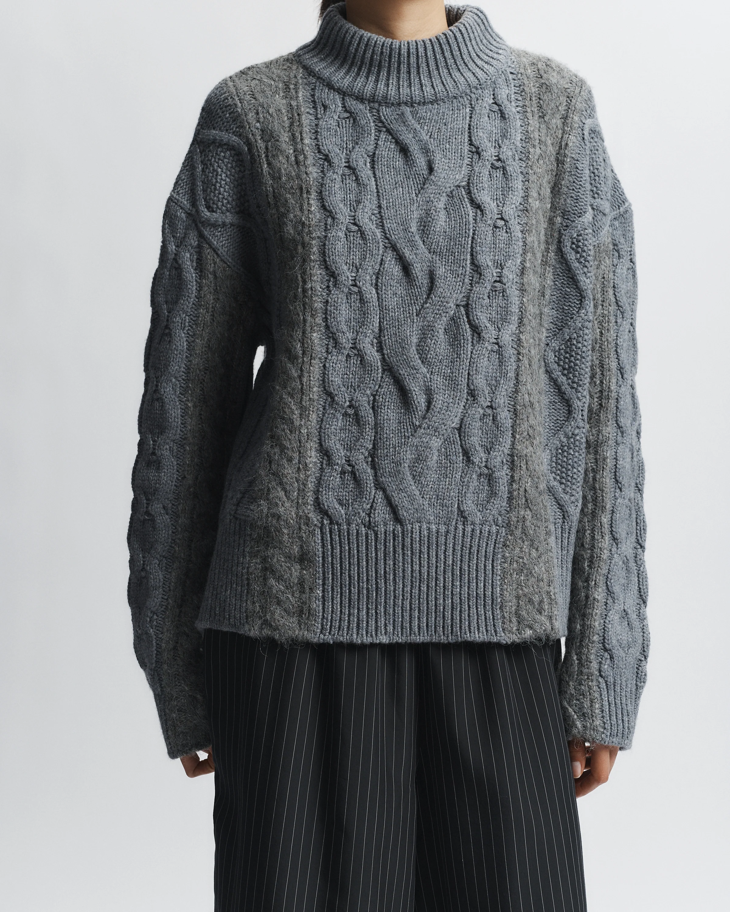 Greyson Cable Sweater, Medium Grey Heather 5 Greyson Cable Sweater, Medium Grey Heather