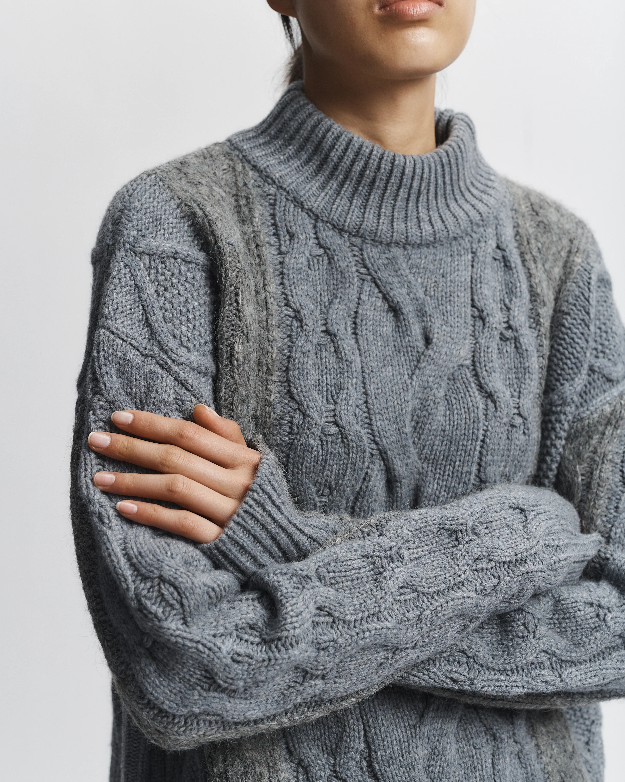 Greyson Cable Sweater, Medium Grey Heather 6 Greyson Cable Sweater, Medium Grey Heather