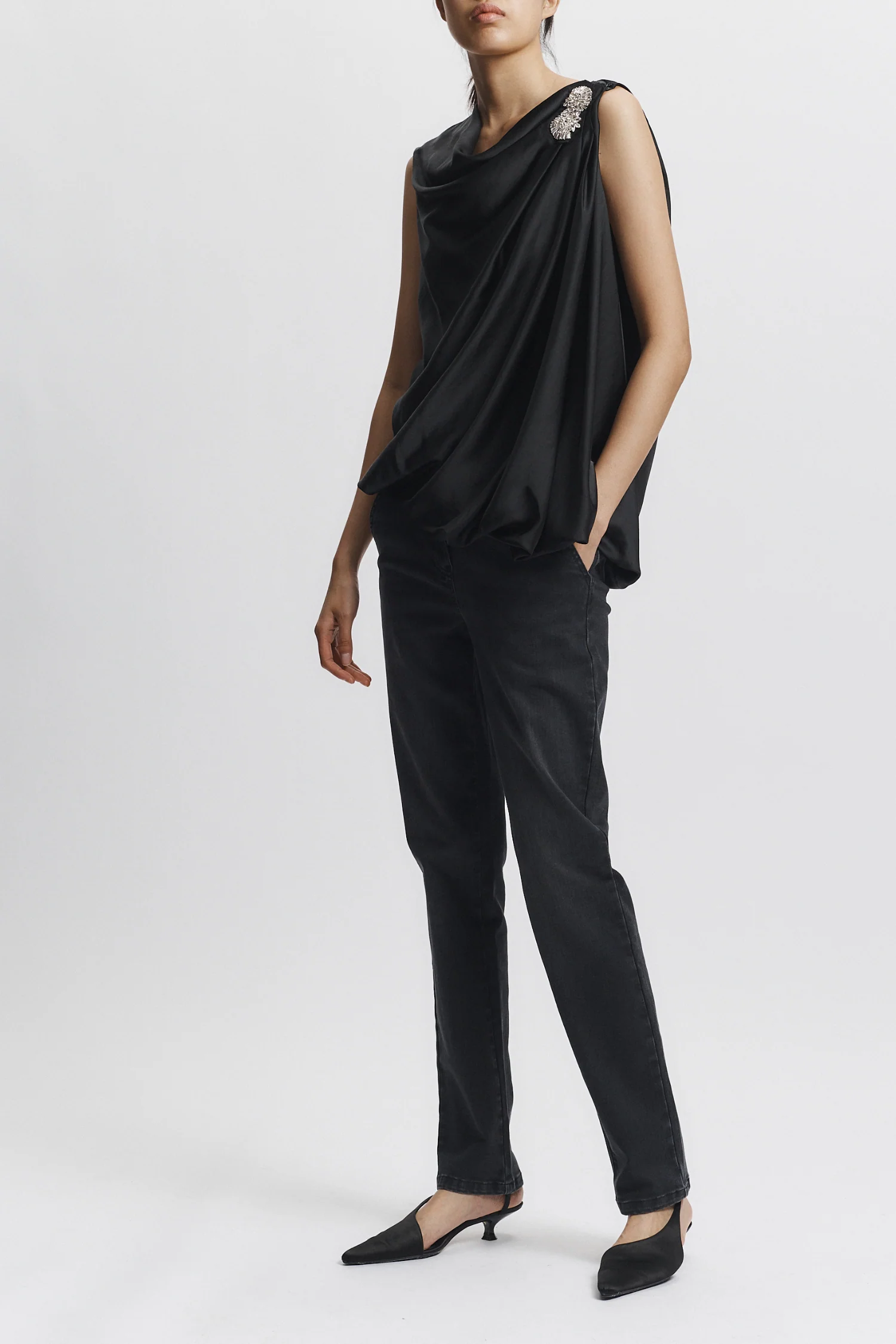 Henrik Draped Blouse, Black 3 Henrik Draped Blouse, Black