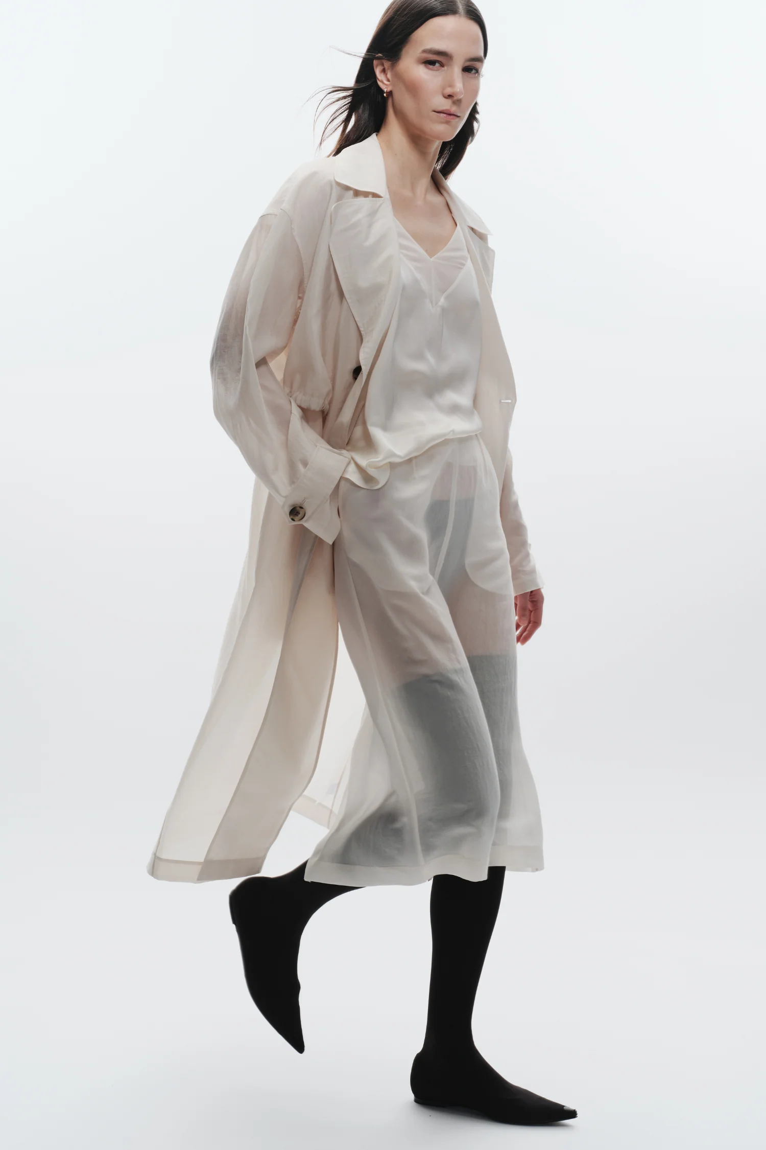 Idris Semi Sheer Skirt, Ivory