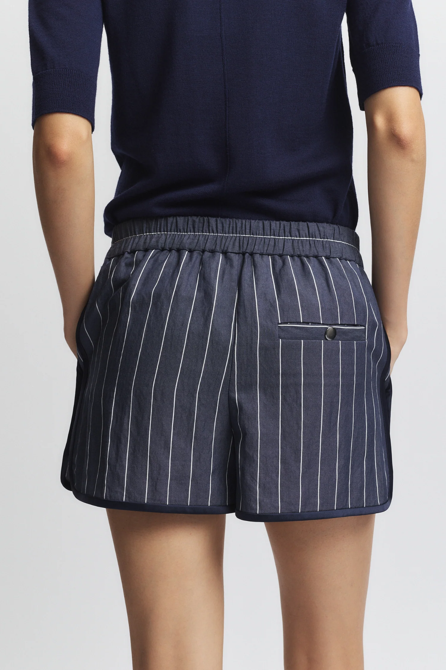 Jen Pinstripe Board Short, Navy
