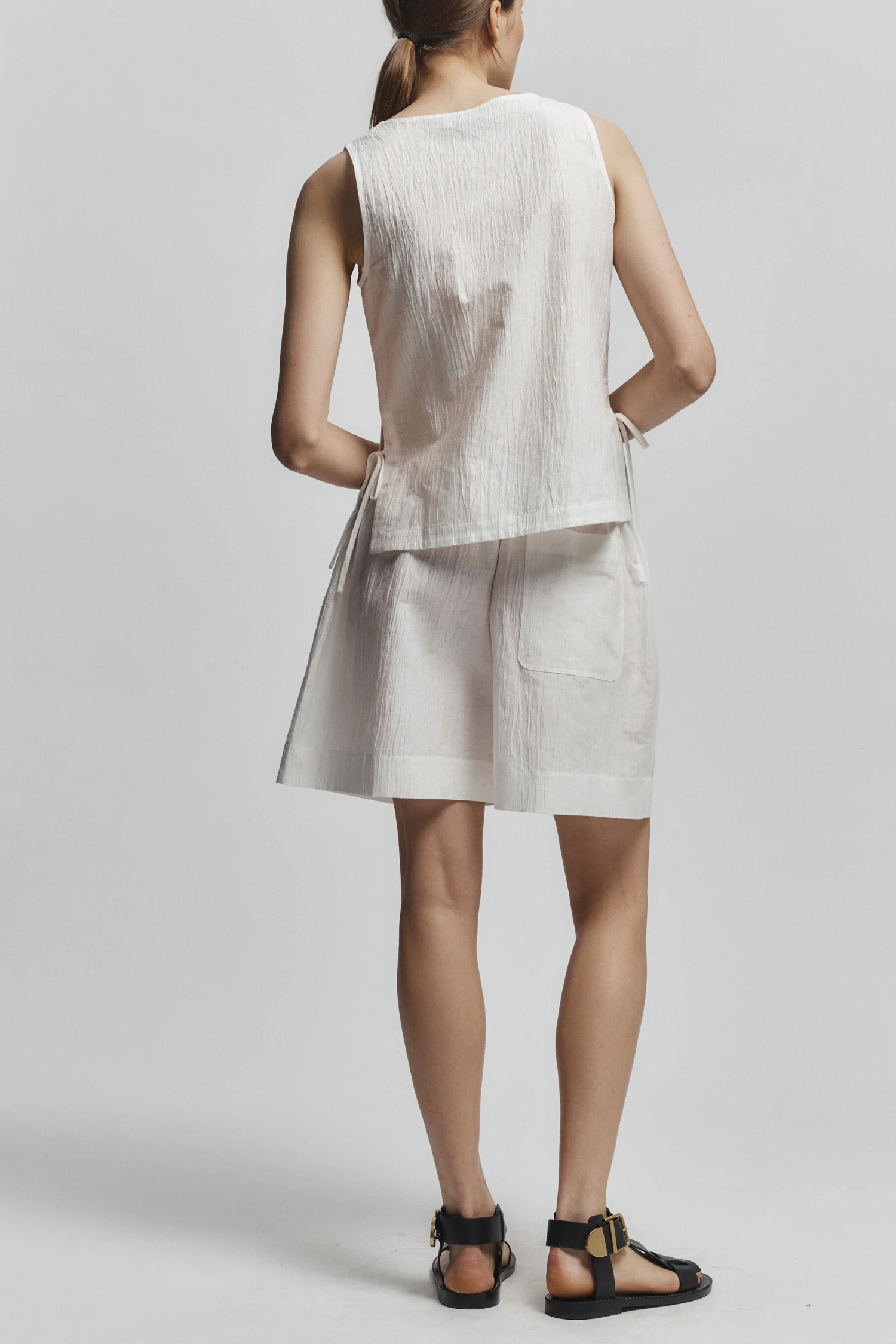 Joel Linen Crinkle Top, White