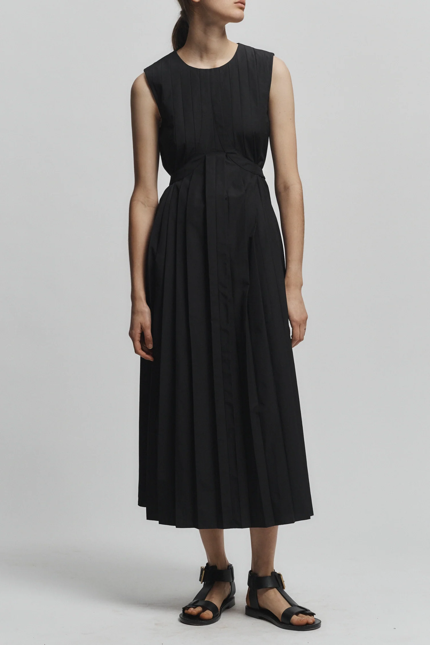 Judson Pleated Maxi Dress, Black