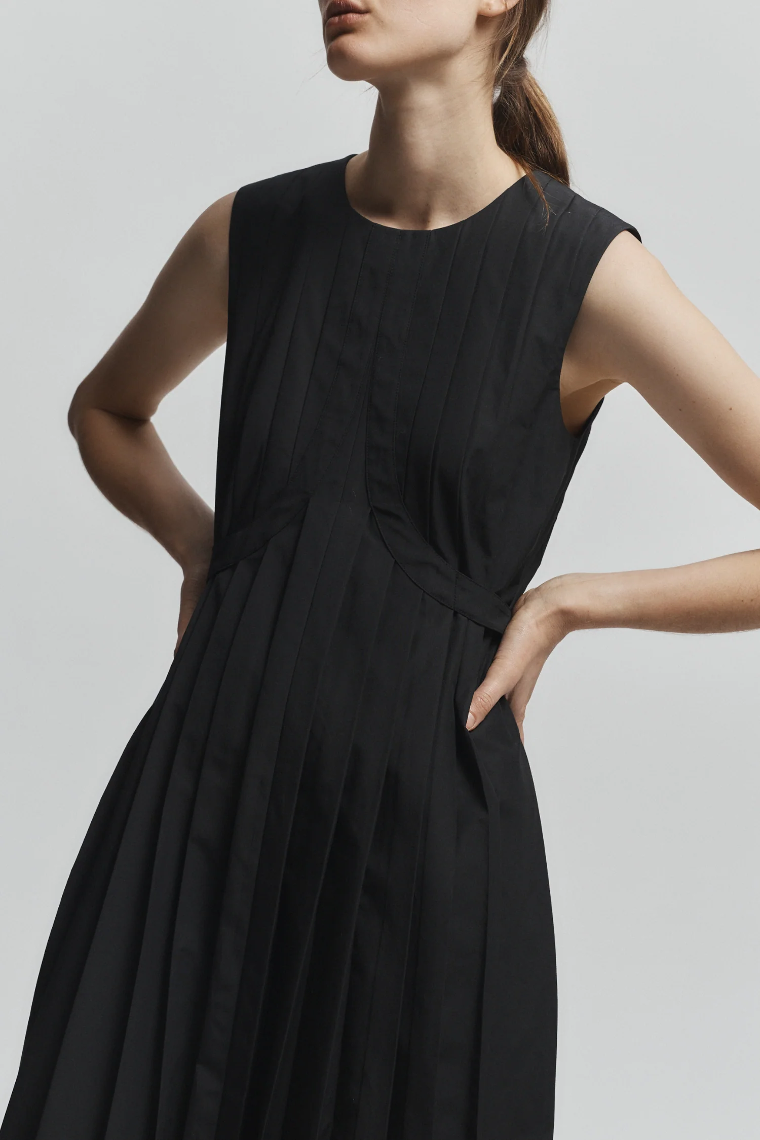 Judson Pleated Maxi Dress, Black