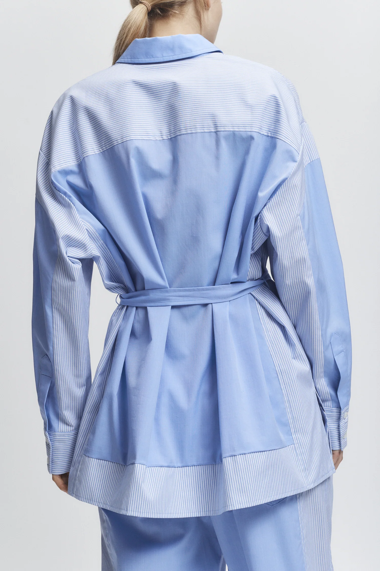 Levine Blouse, Blue Mixed Shirting 2 Levine Blouse, Blue Mixed Shirting