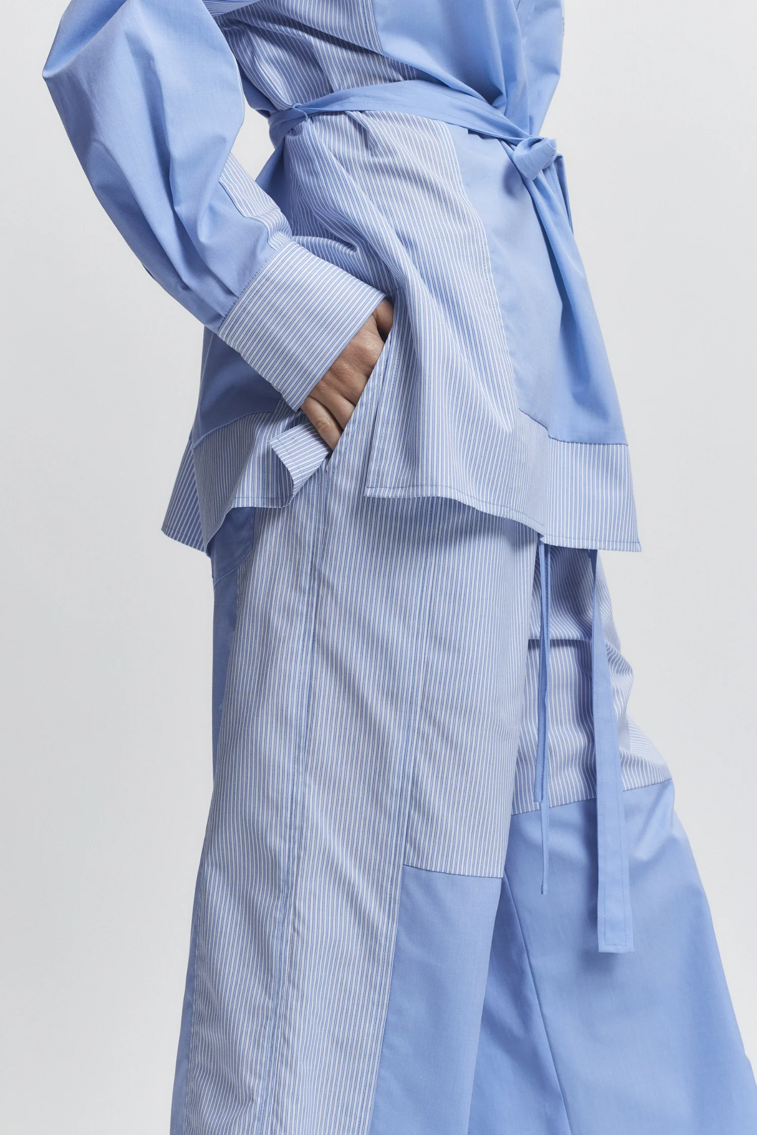 Levine Blouse, Blue Mixed Shirting 4 Levine Blouse, Blue Mixed Shirting