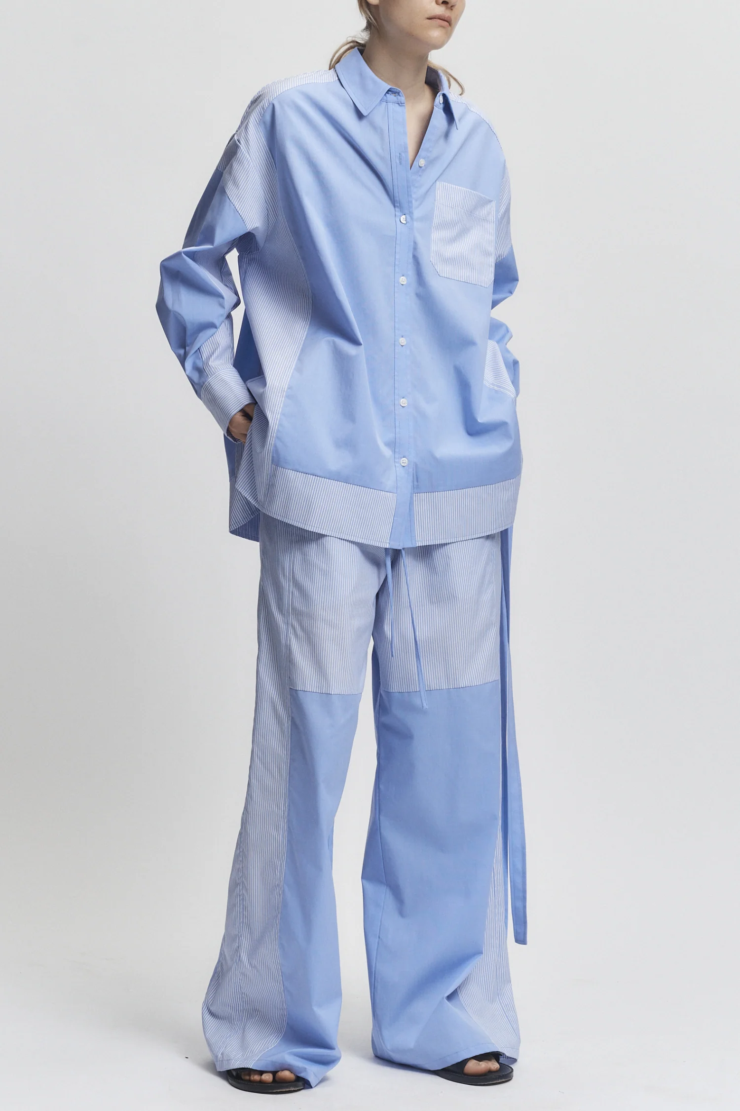 Levine Blouse, Blue Mixed Shirting 9 Levine Blouse, Blue Mixed Shirting