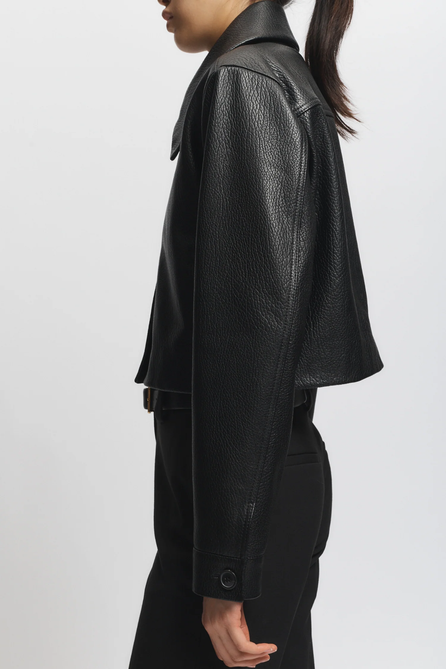 Lomand Crinkle Leather Jacket, Black